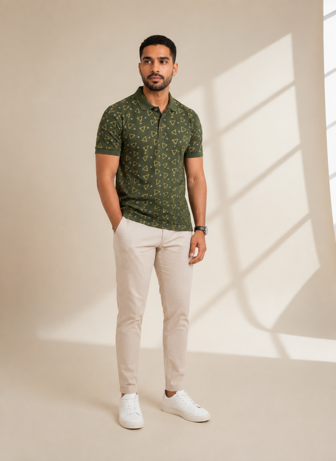 Olive Orbit AOP Polo(SET OF 4)
