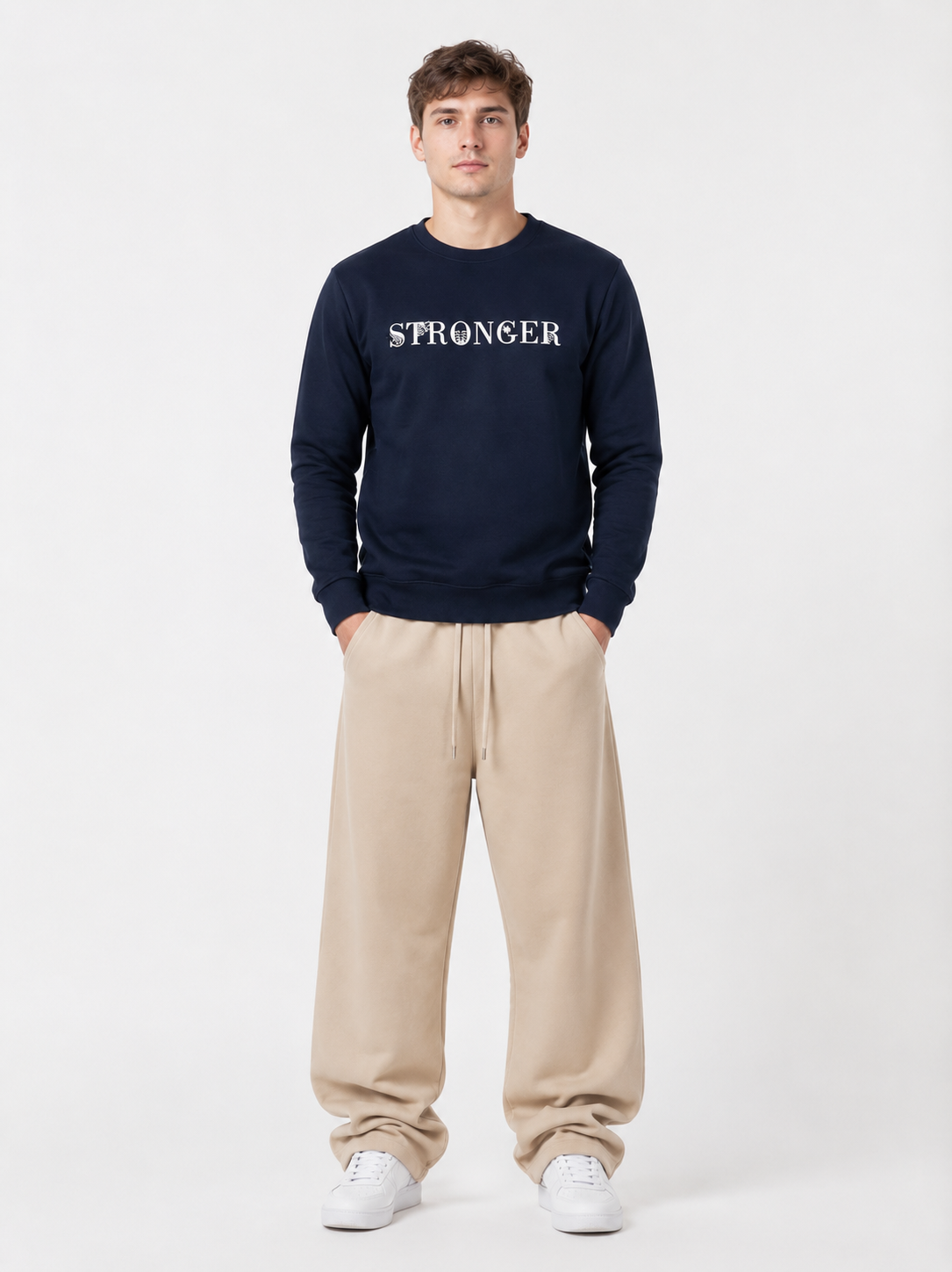 Midnight Navy “STRONGER” 320 GSM Cotton Sweatshirt