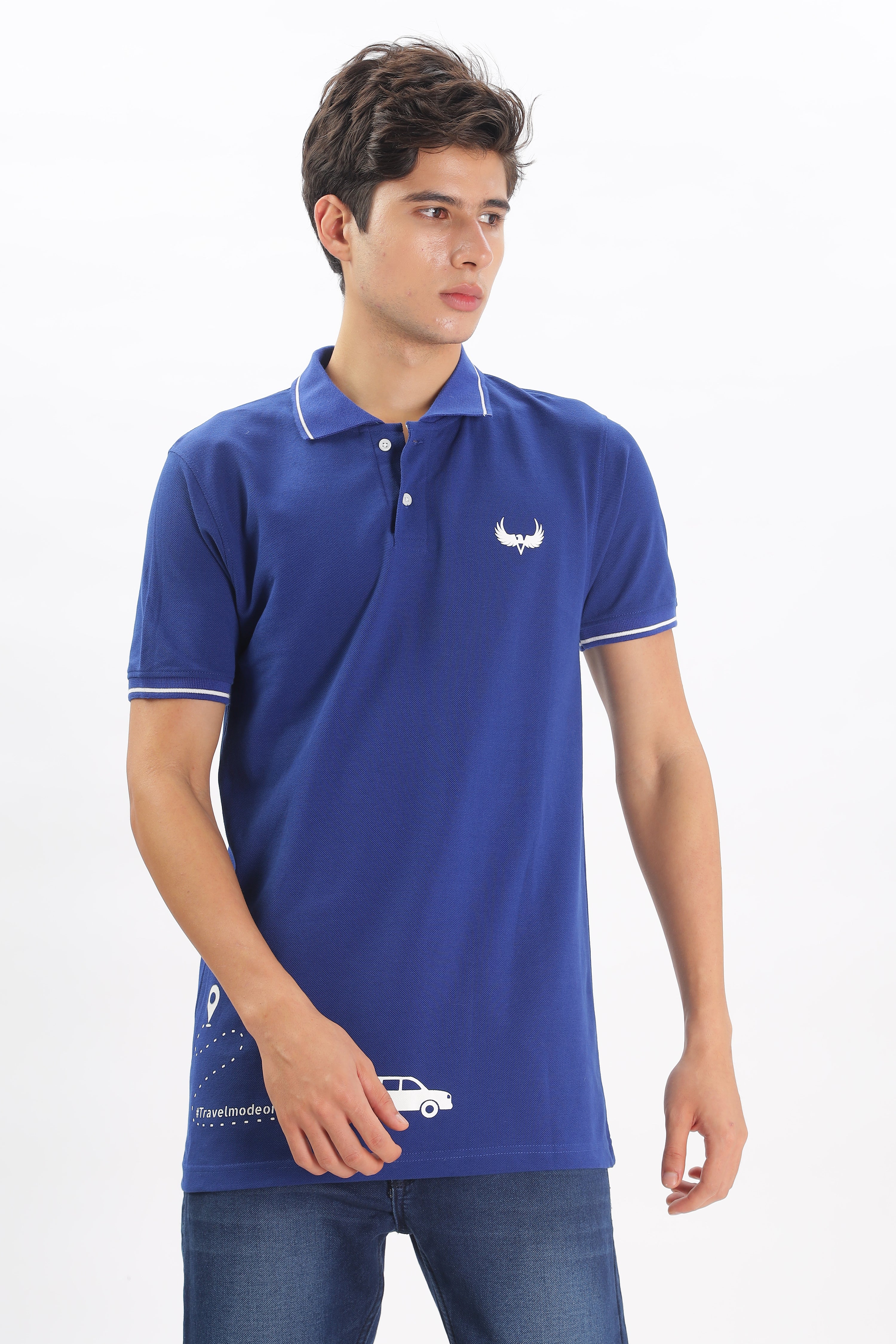 Avenster Men's Royal Blue Cotton Polo Shirt