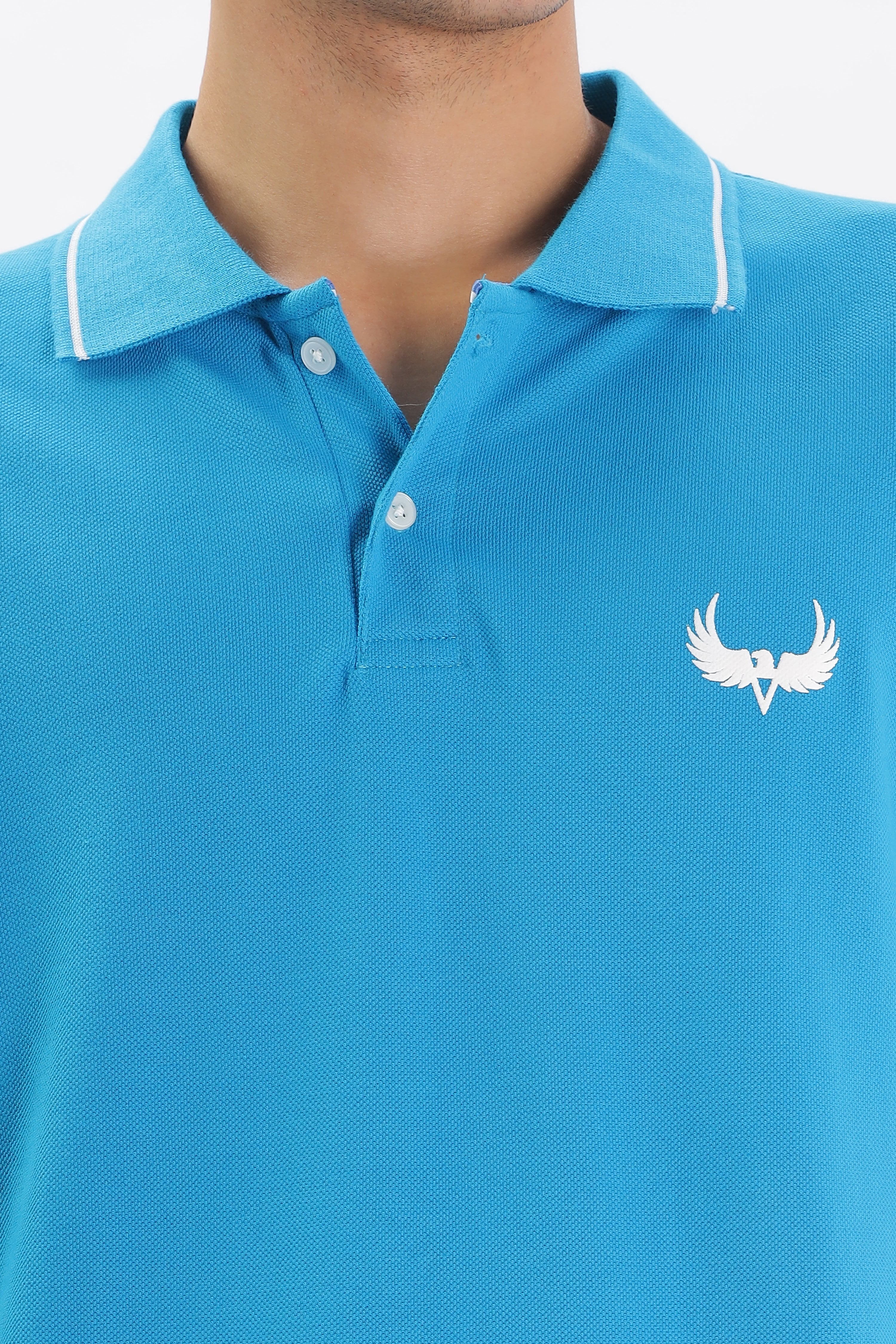 Avenster Men's Blue Cotton Polo Shirt