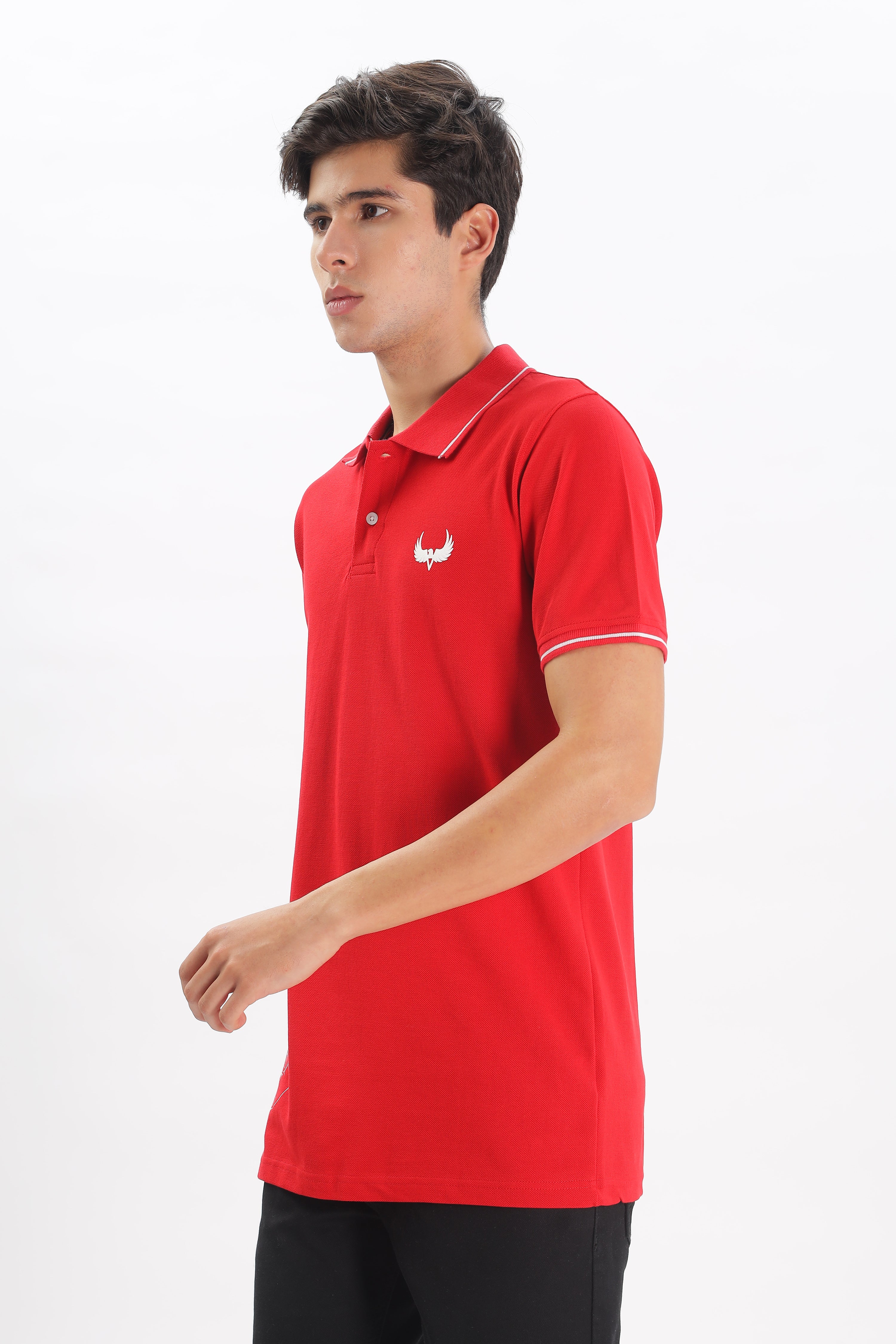 Avenster Men's Red Cotton Polo Shirt