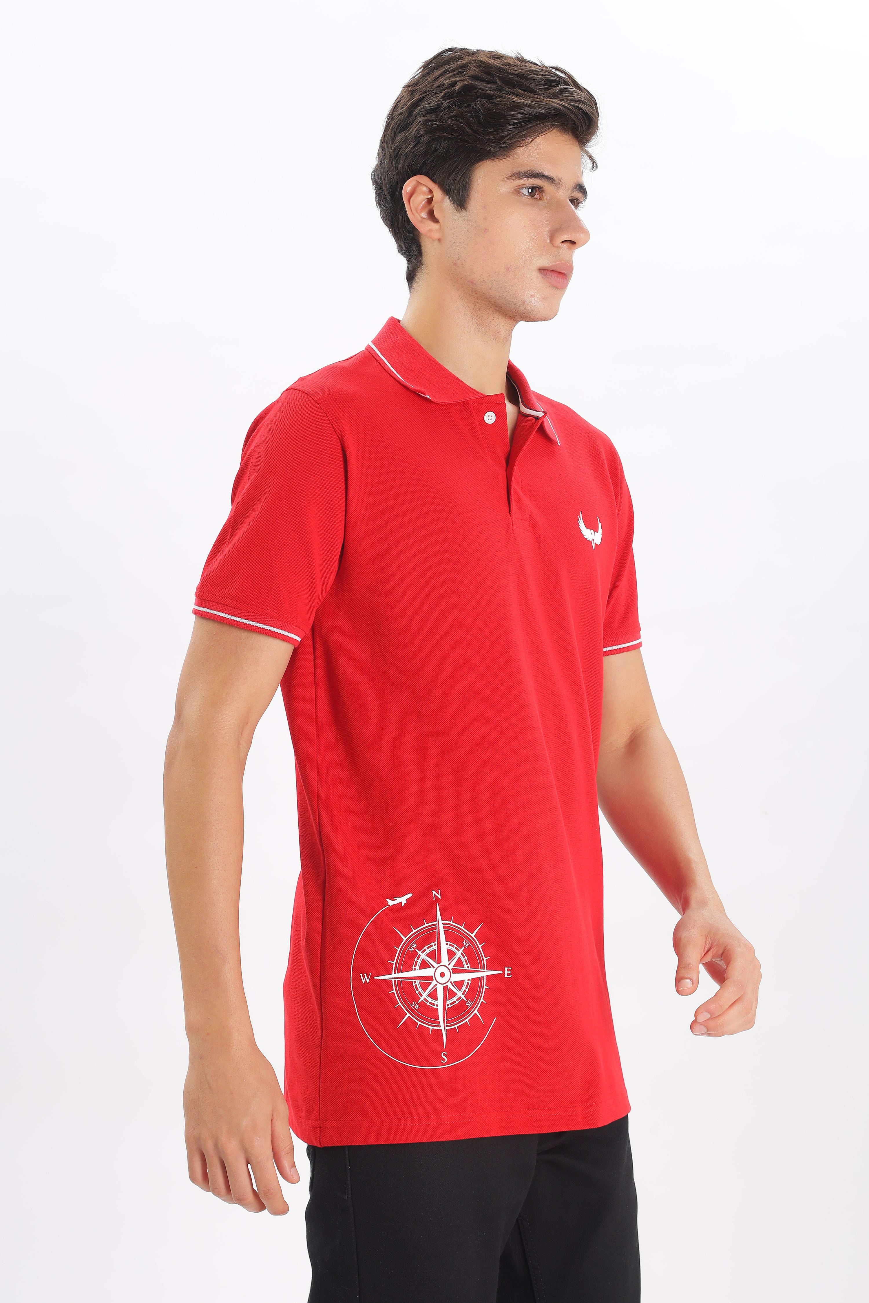 Avenster Men's Red Cotton Polo Shirt