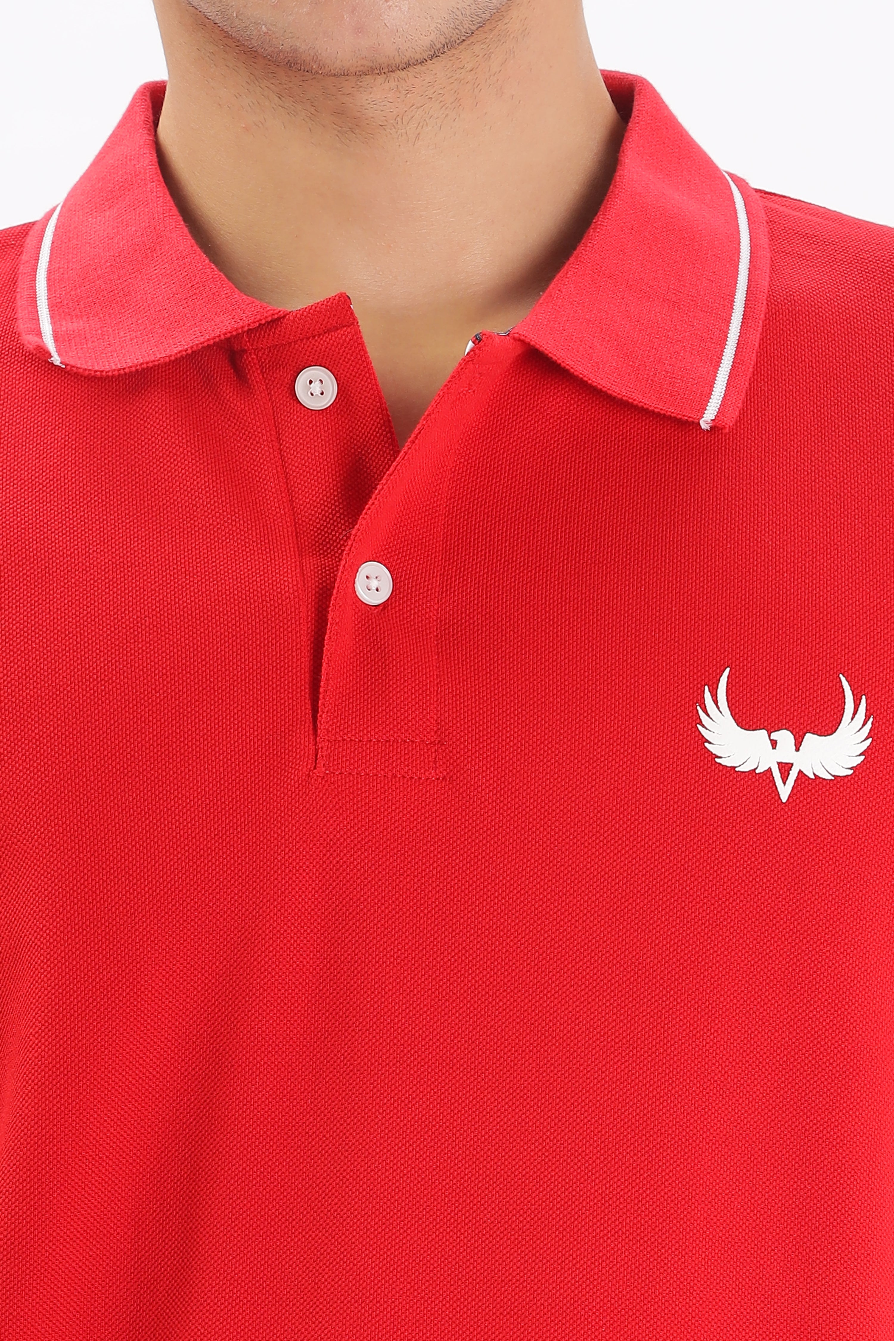 Avenster Men's Red Cotton Polo Shirt