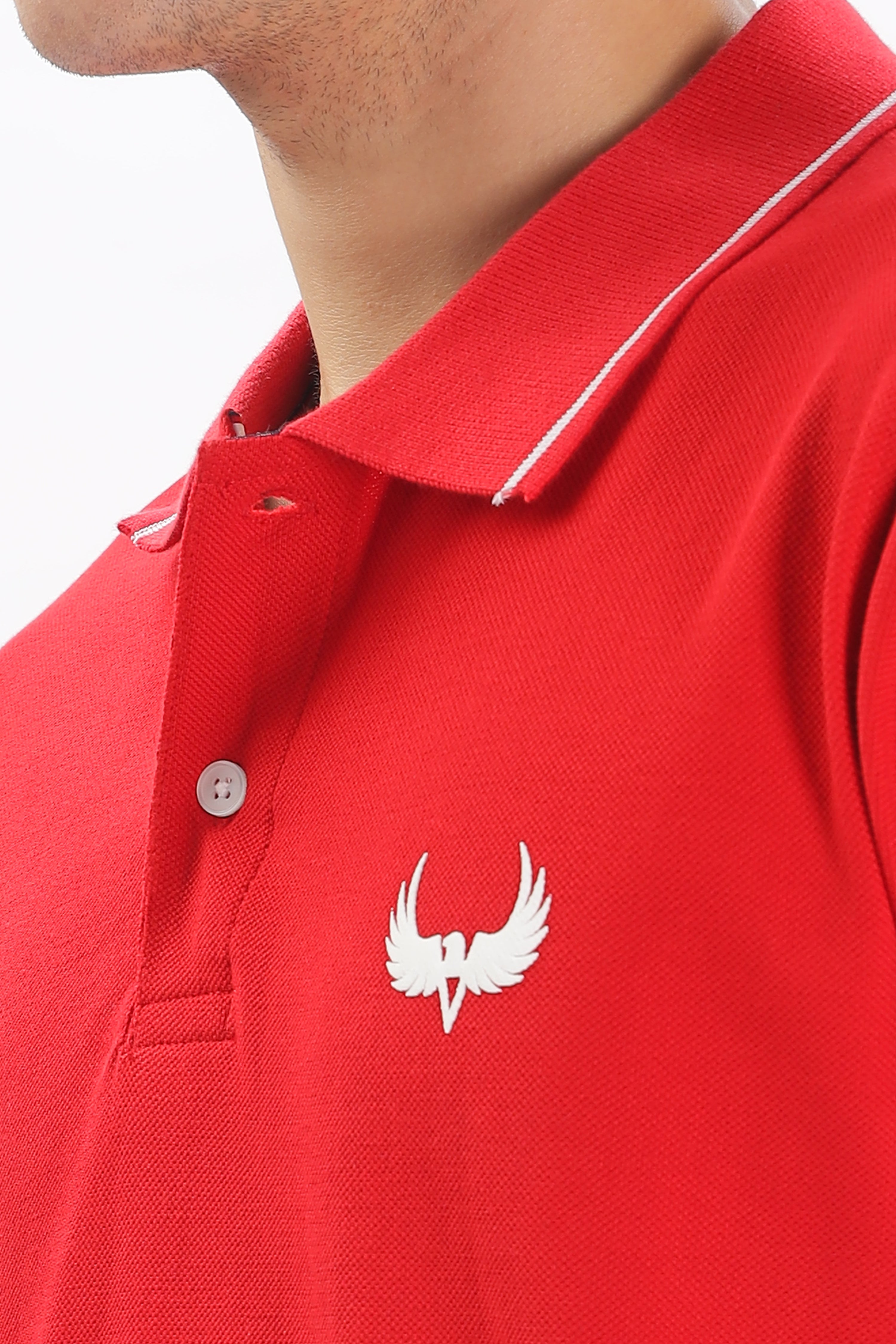 Avenster Men's Red Cotton Polo Shirt