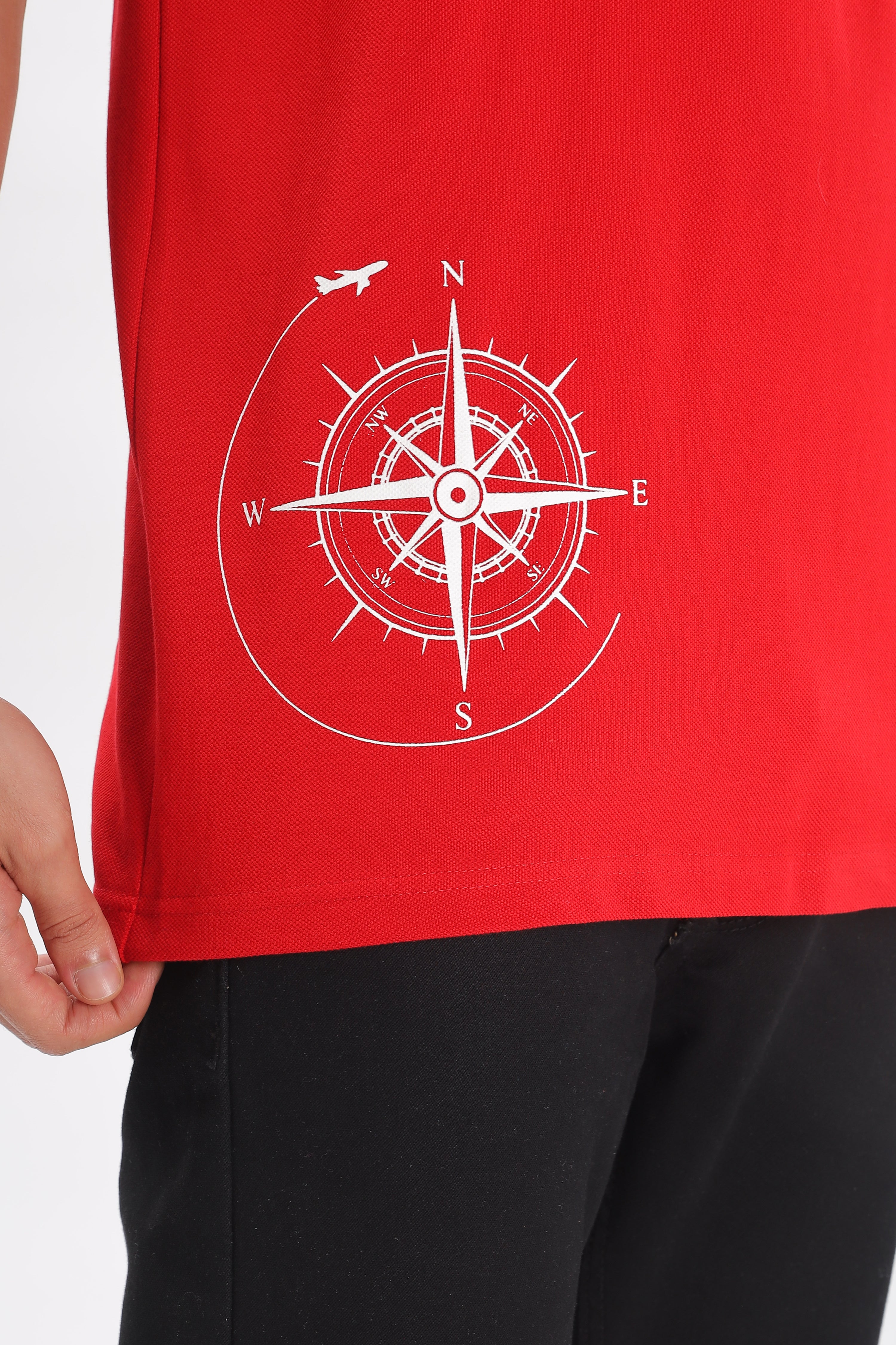 Avenster Men's Red Cotton Polo Shirt