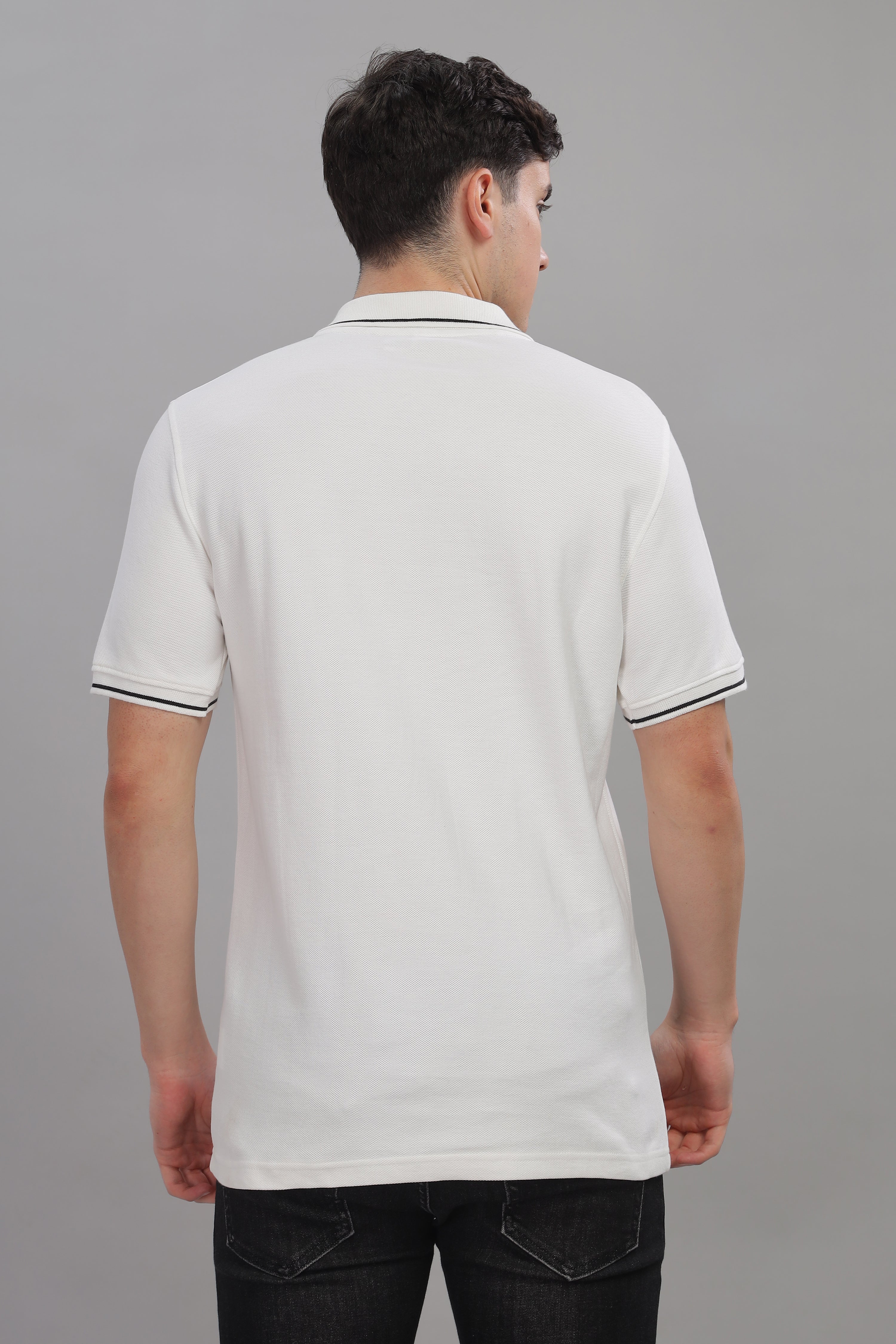 Avenster Men's White Cotton Polo Shirt