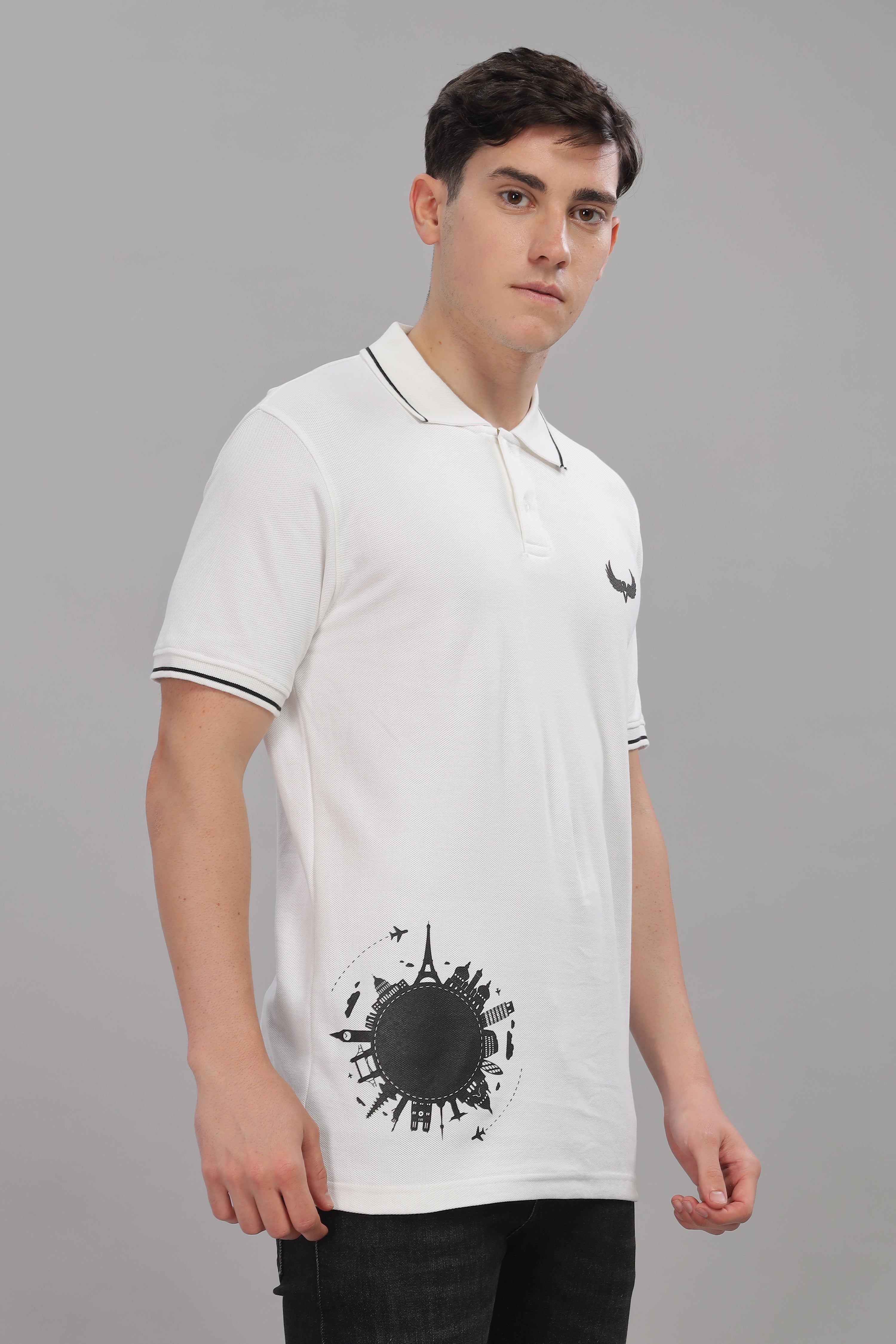Avenster Men's White Cotton Polo Shirt