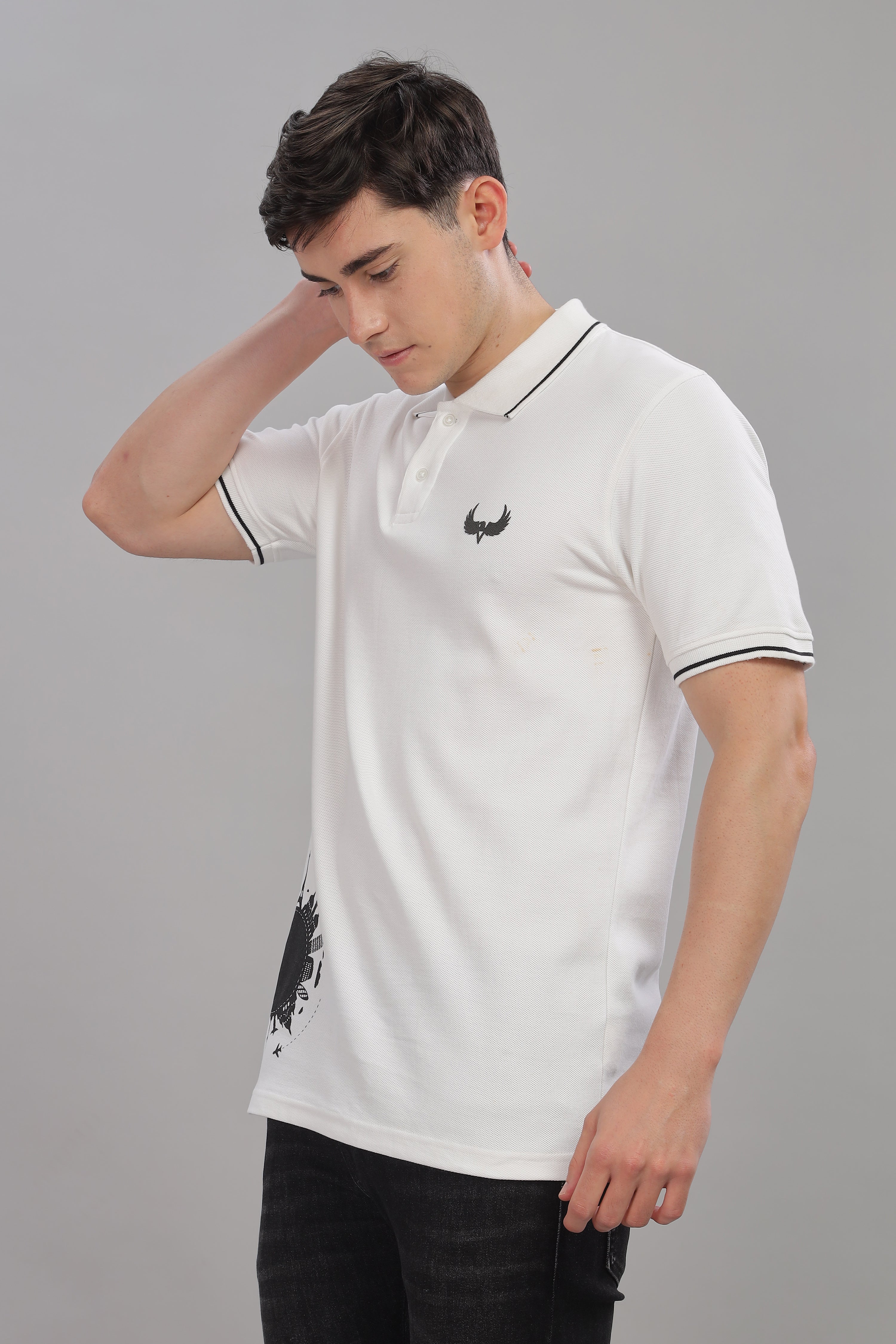 Avenster Men's White Cotton Polo Shirt