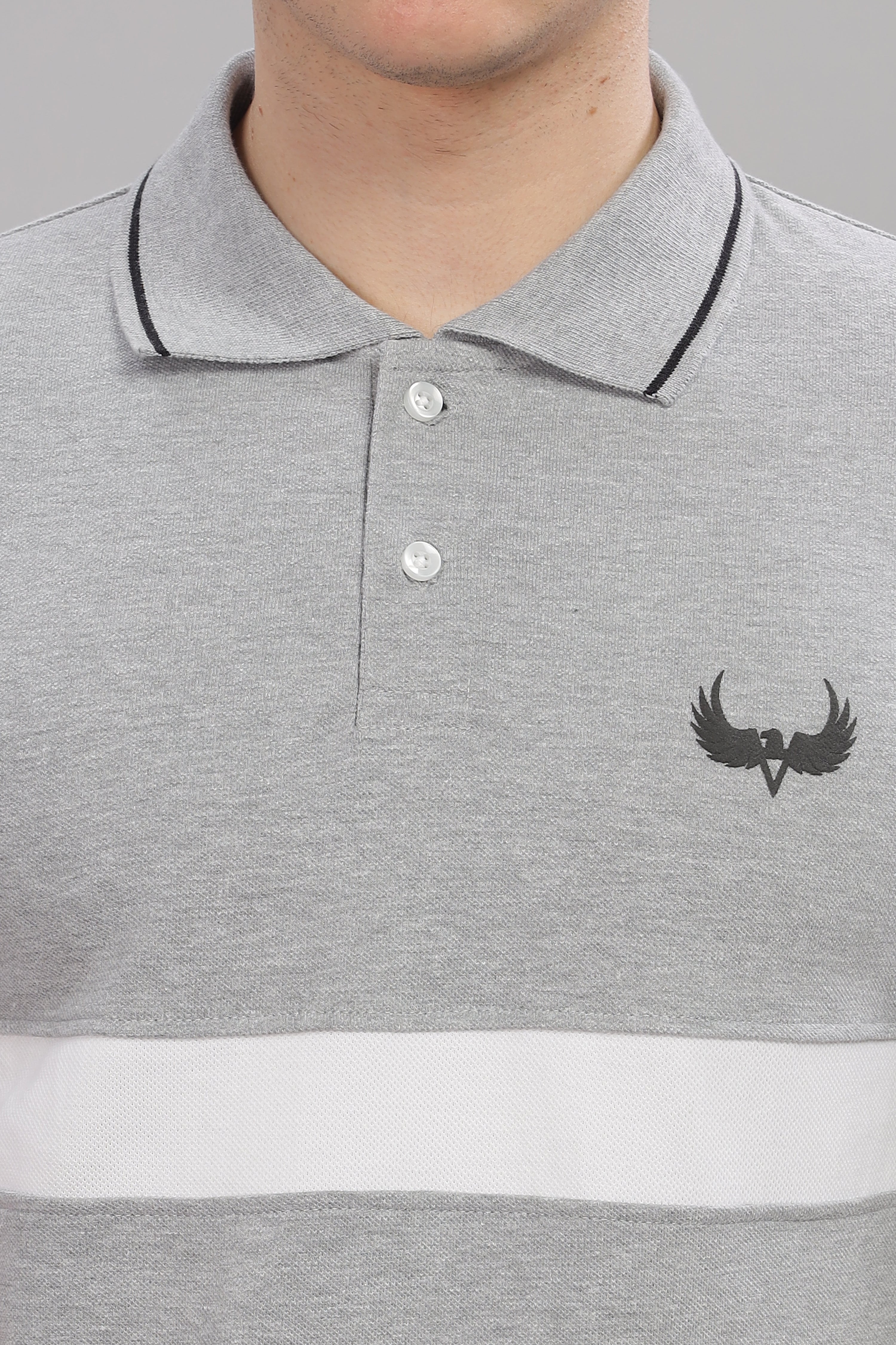 Avenster Men's Grey Cotton Polo Shirt with White Chest Patch