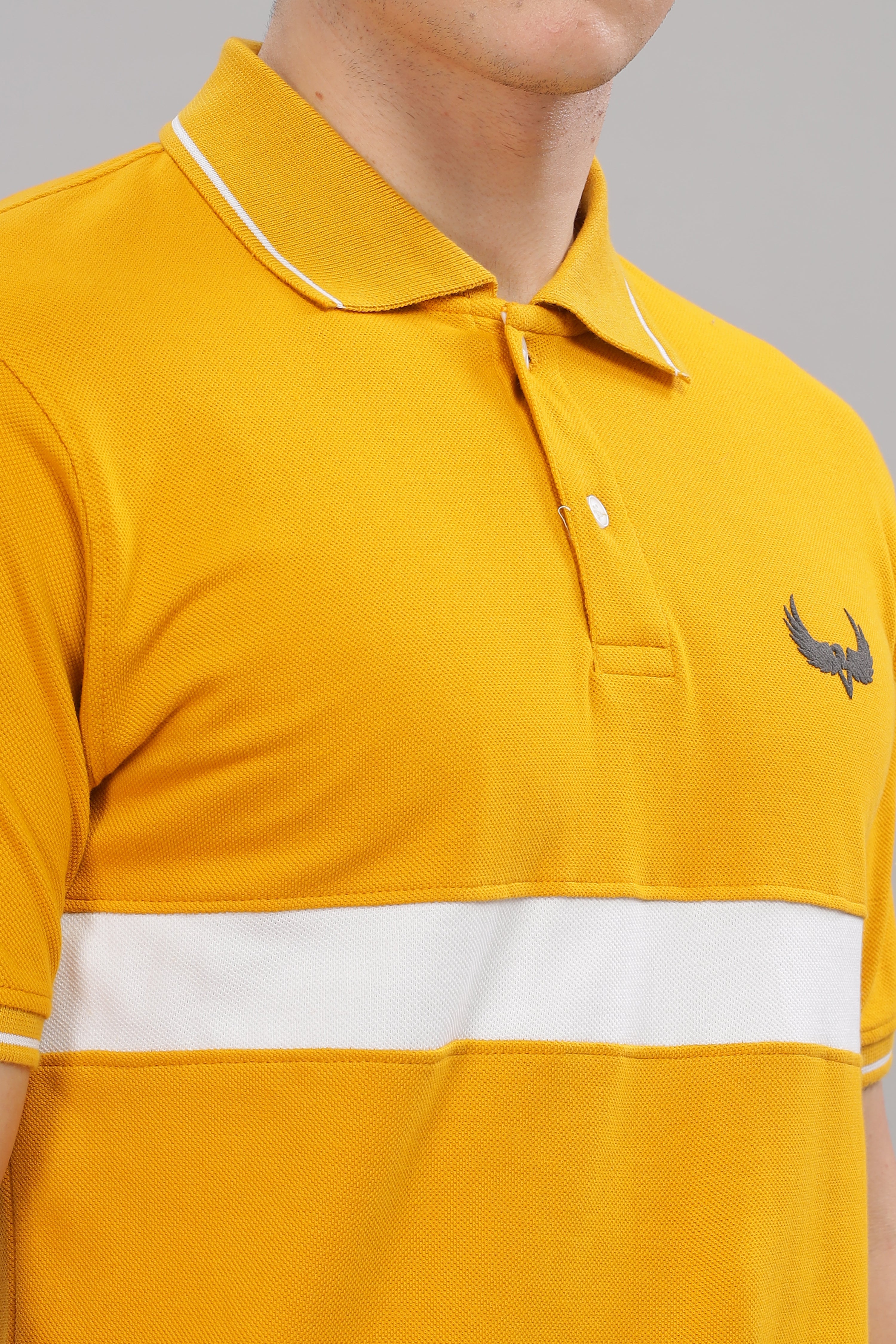 Avenster Men's Mustard Yellow  Cotton Polo Shirt with White Chest Patch