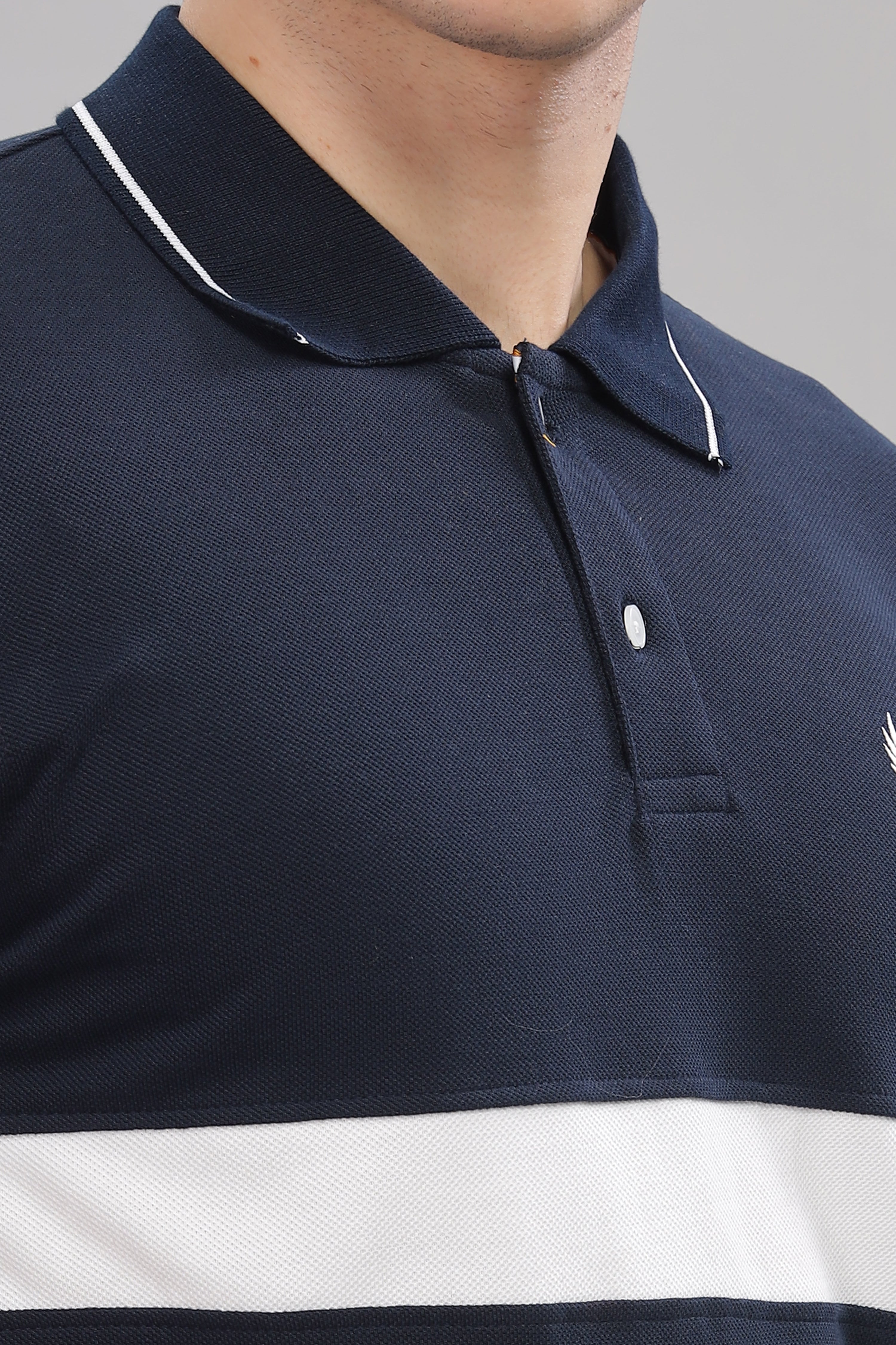 Avenster Men's Navy Blue Cotton Polo Shirt with White Chest Patch