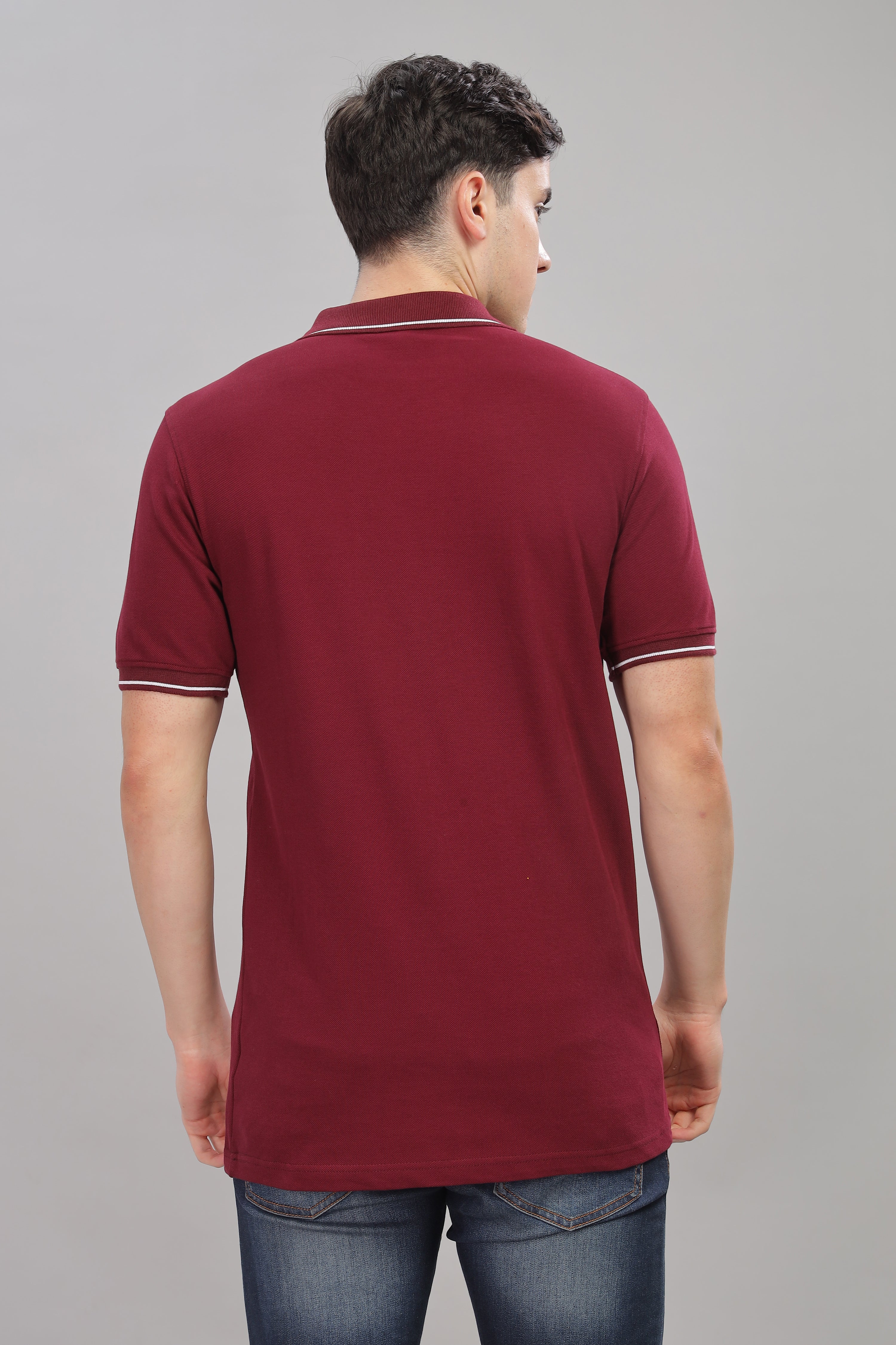 Avenster Men's Maroon Cotton Polo Shirt