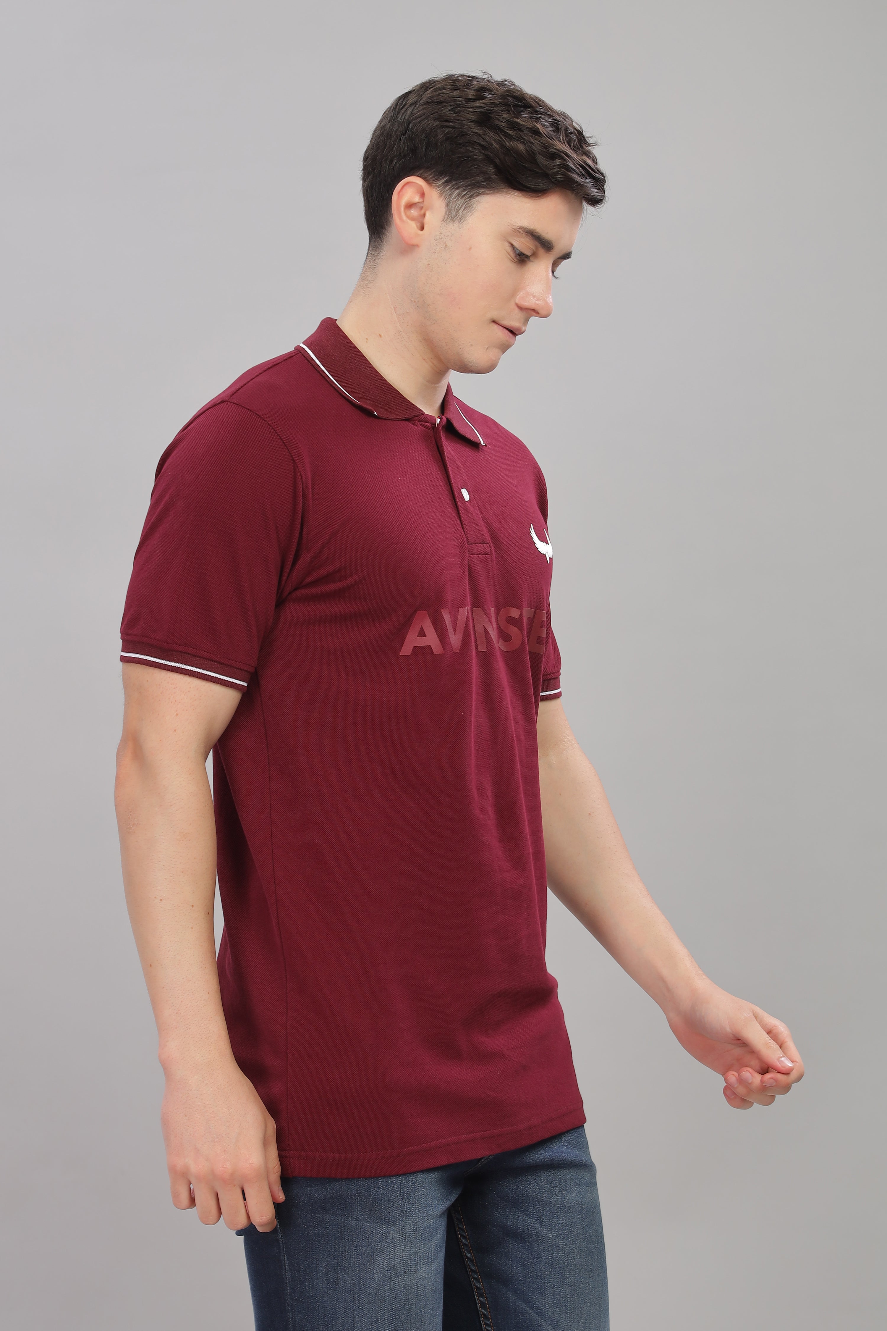 Avenster Men's Maroon Cotton Polo Shirt