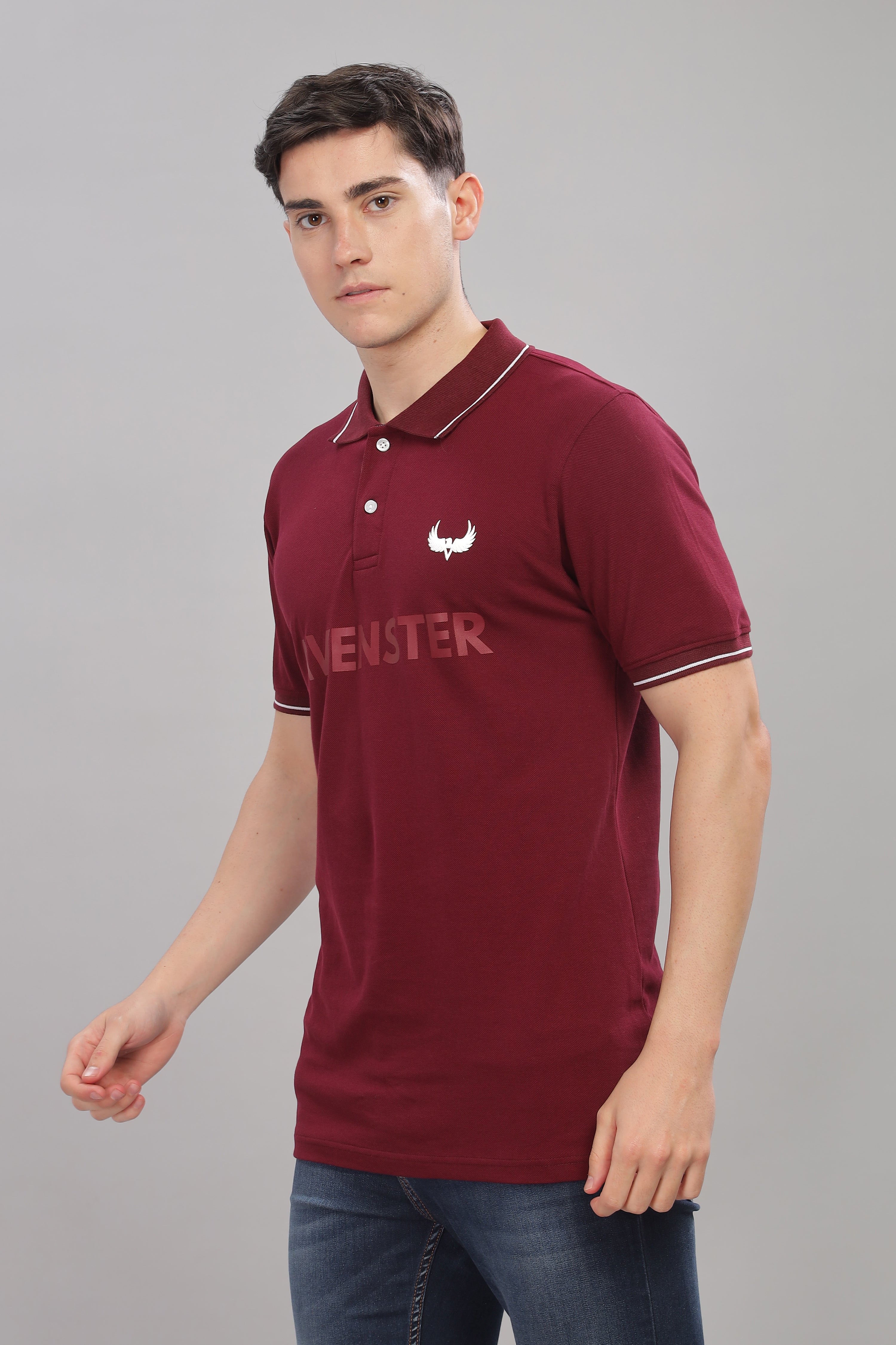 Avenster Men's Maroon Cotton Polo Shirt