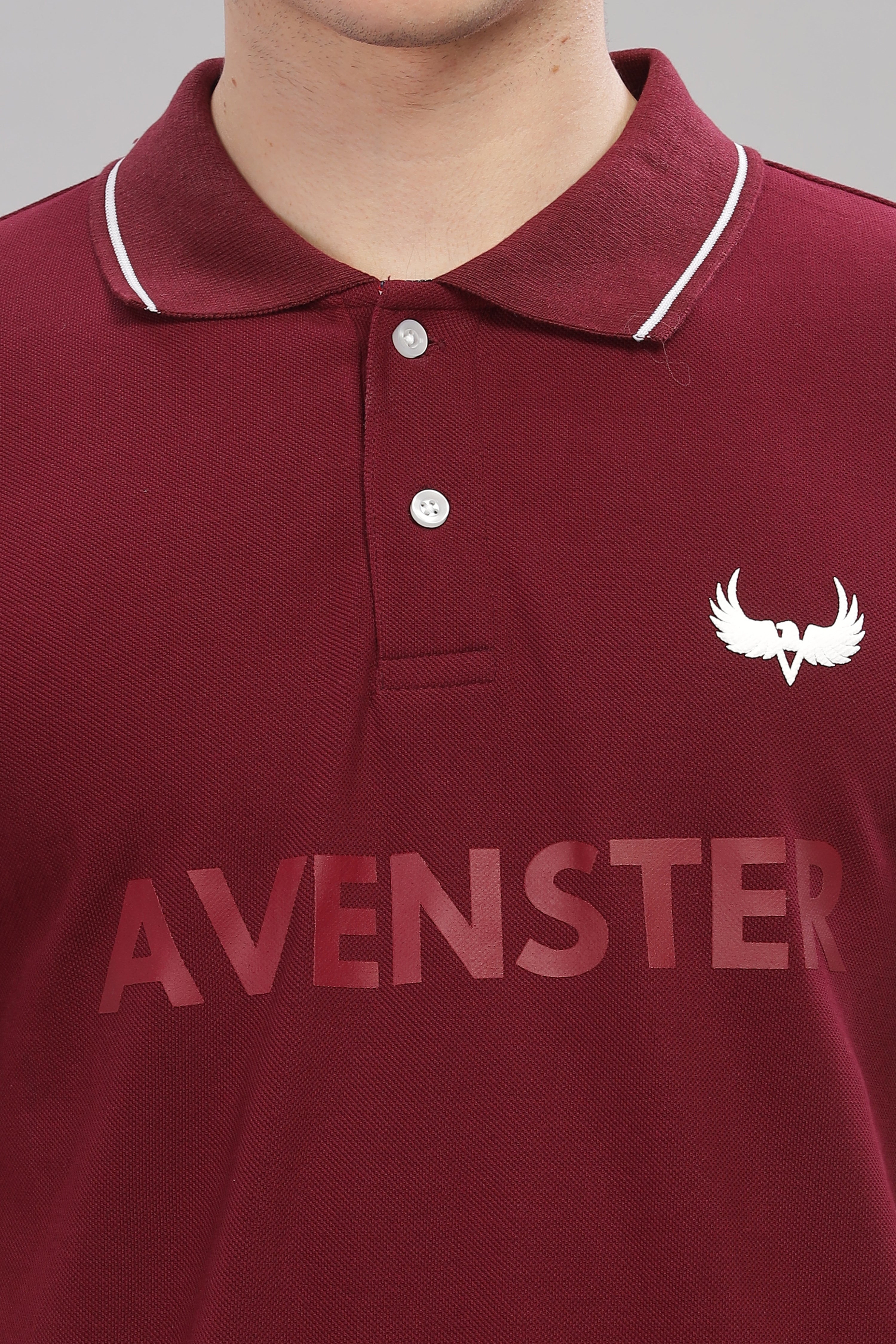 Avenster Men's Maroon Cotton Polo Shirt