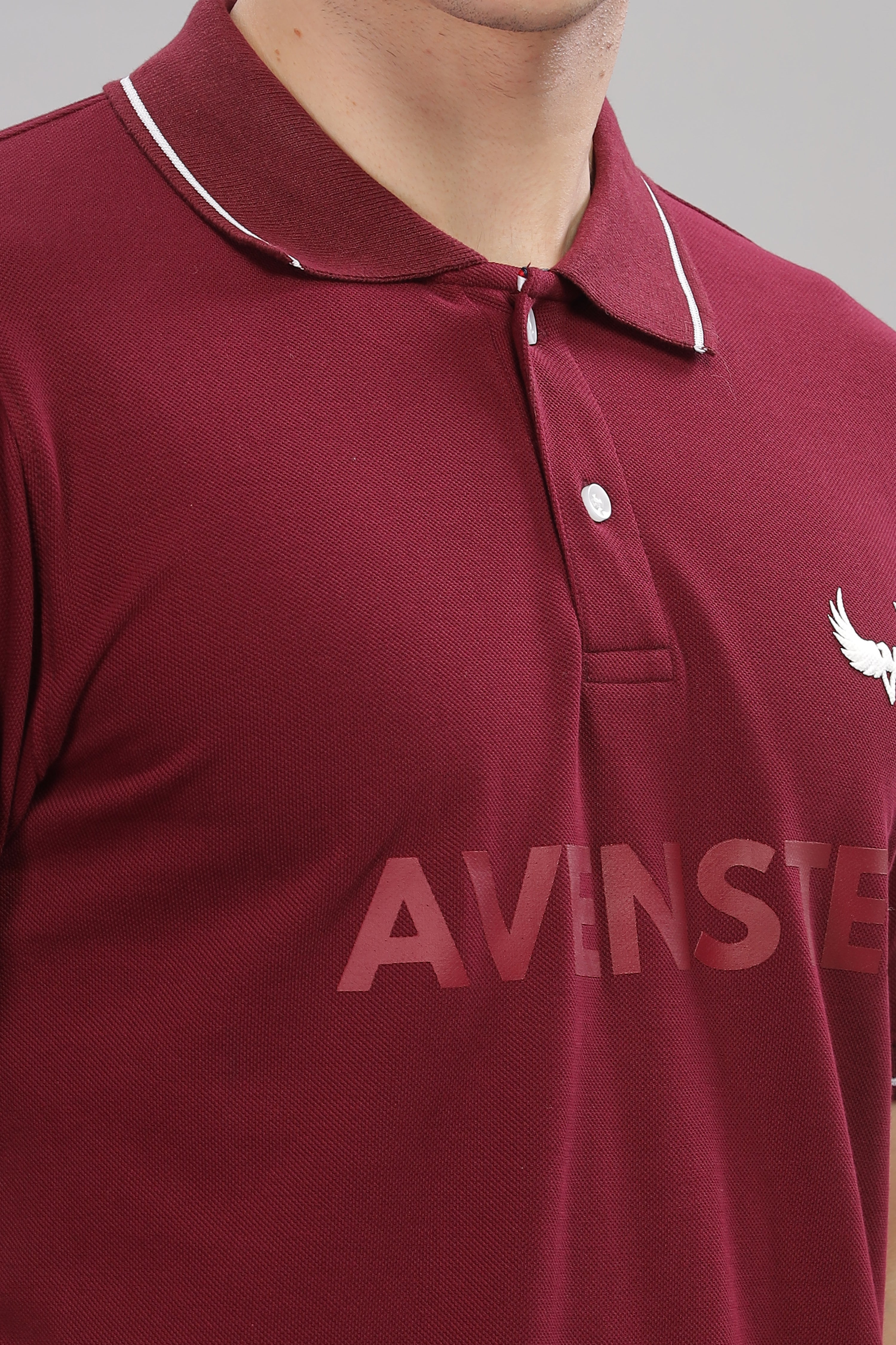 Avenster Men's Maroon Cotton Polo Shirt