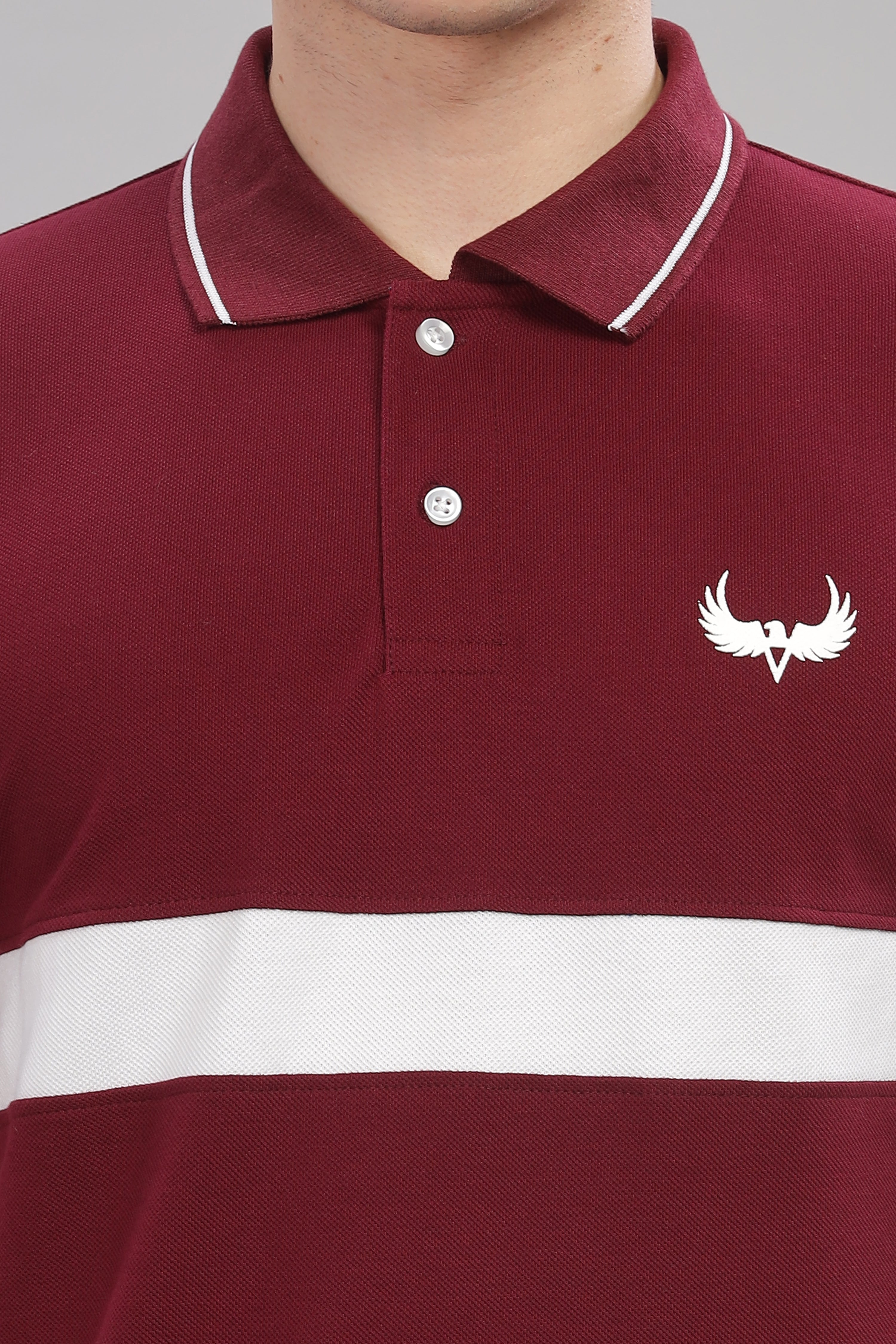 Avenster Men's Maroon Cotton Polo Shirt with White Chest Patch