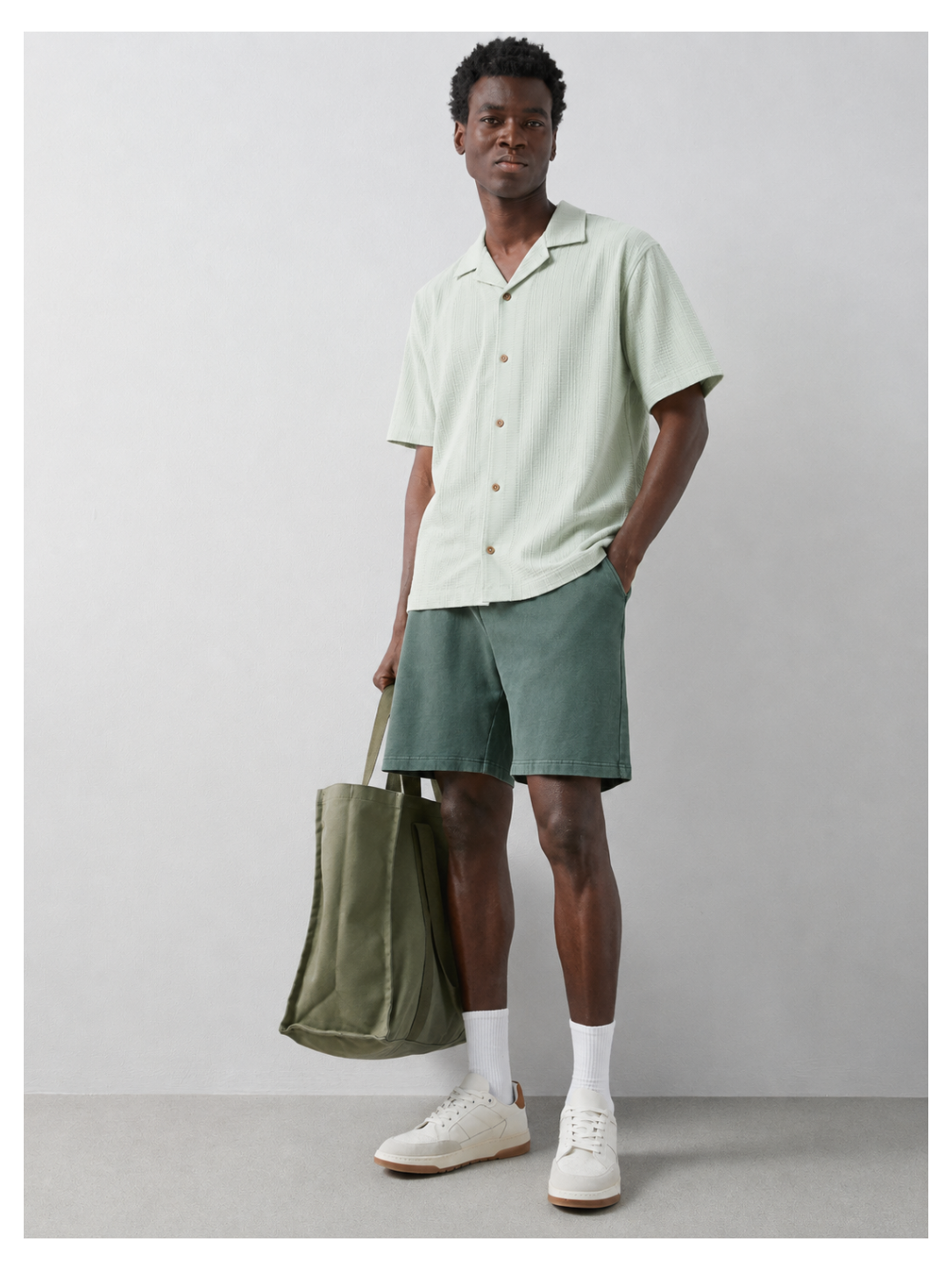 Men's Premium Heavyweight Cotton Cuban Collar Shirt – Sage Mist