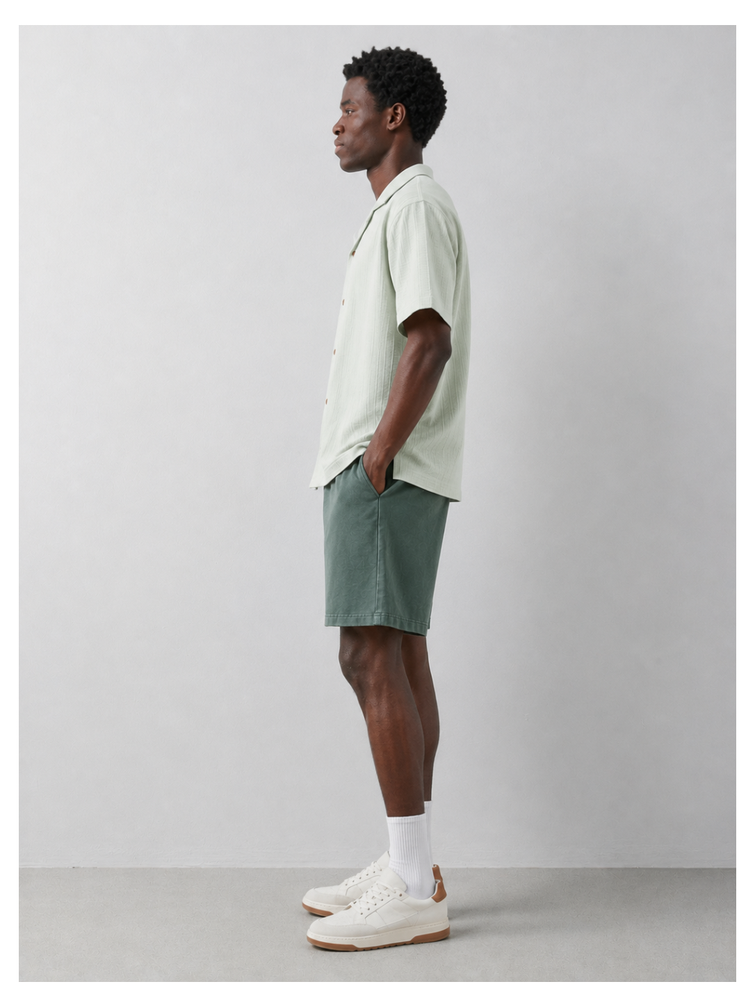 Men's Premium Heavyweight Cotton Cuban Collar Shirt – Sage Mist