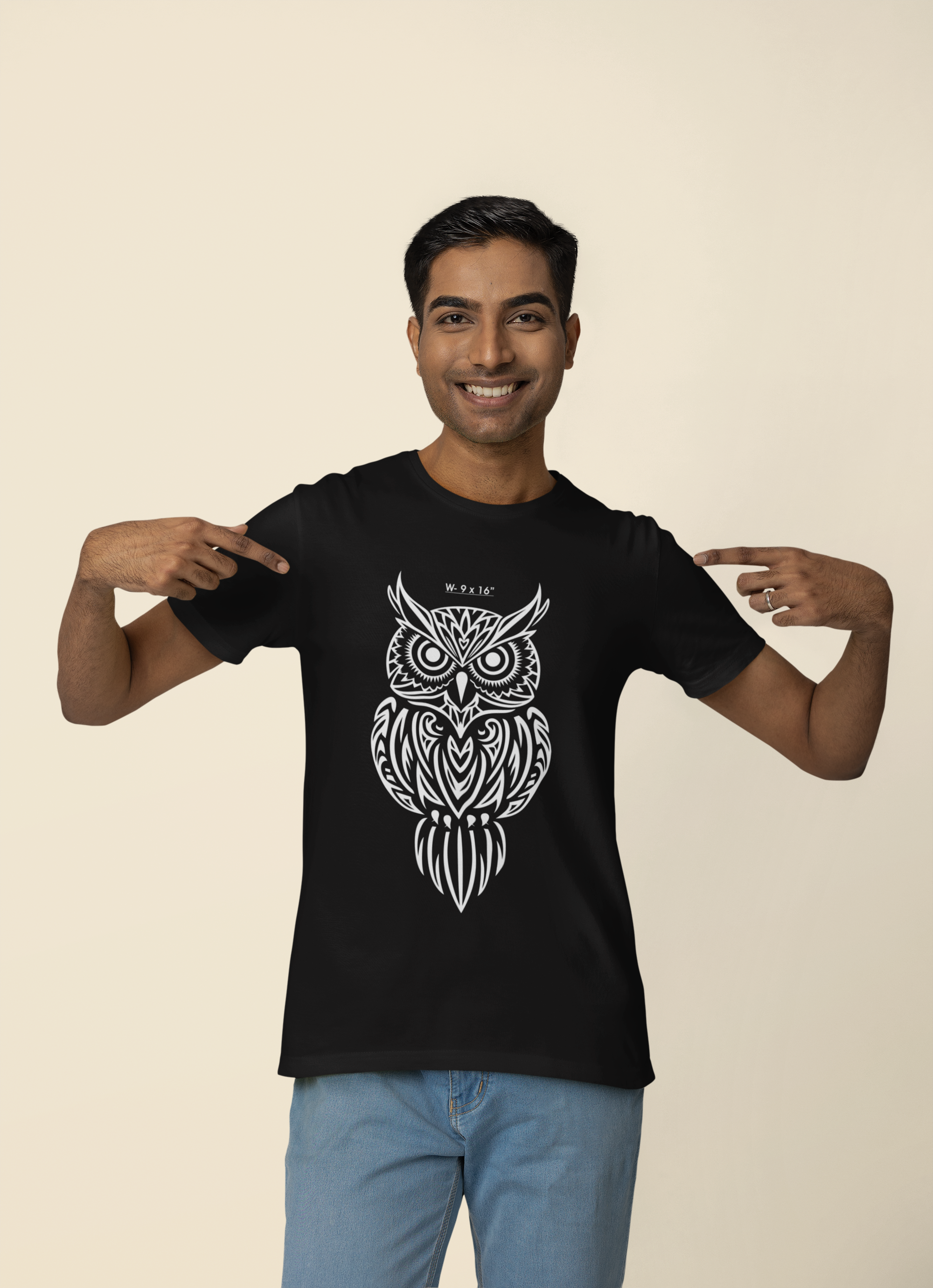 Avenster Radium-Printed Owl Print T-shirt that Glows in the Dark