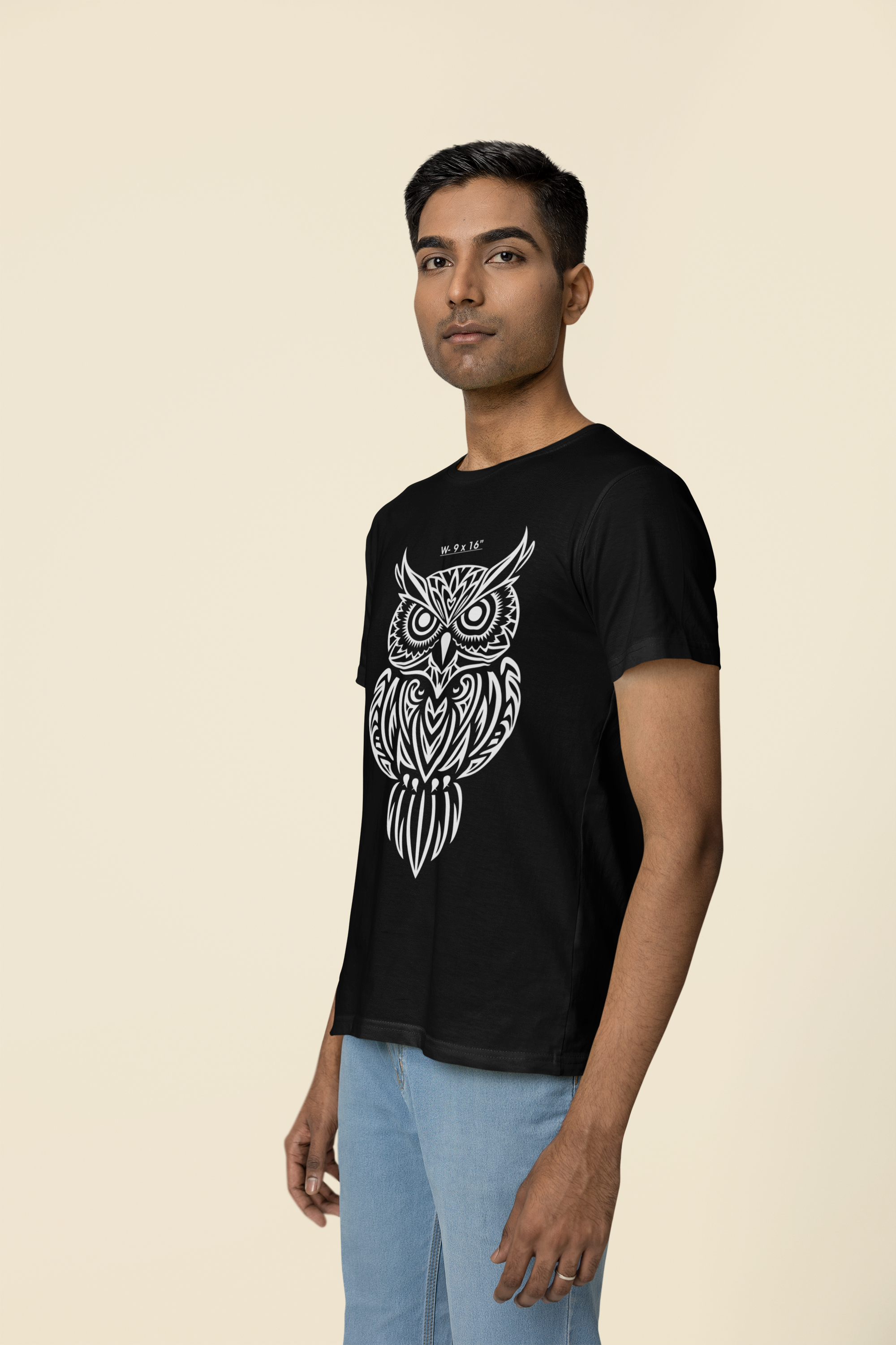 Avenster Radium-Printed Owl Print T-shirt that Glows in the Dark