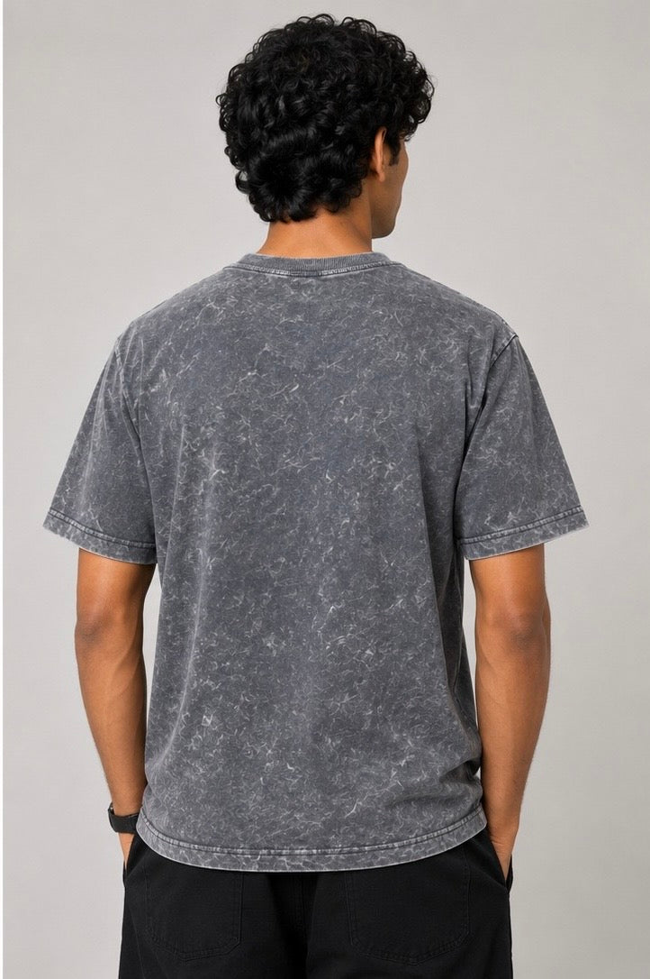 Charcoal Grey Acid Wash Oversized T-Shirt – 240 GSM Premium Cotton