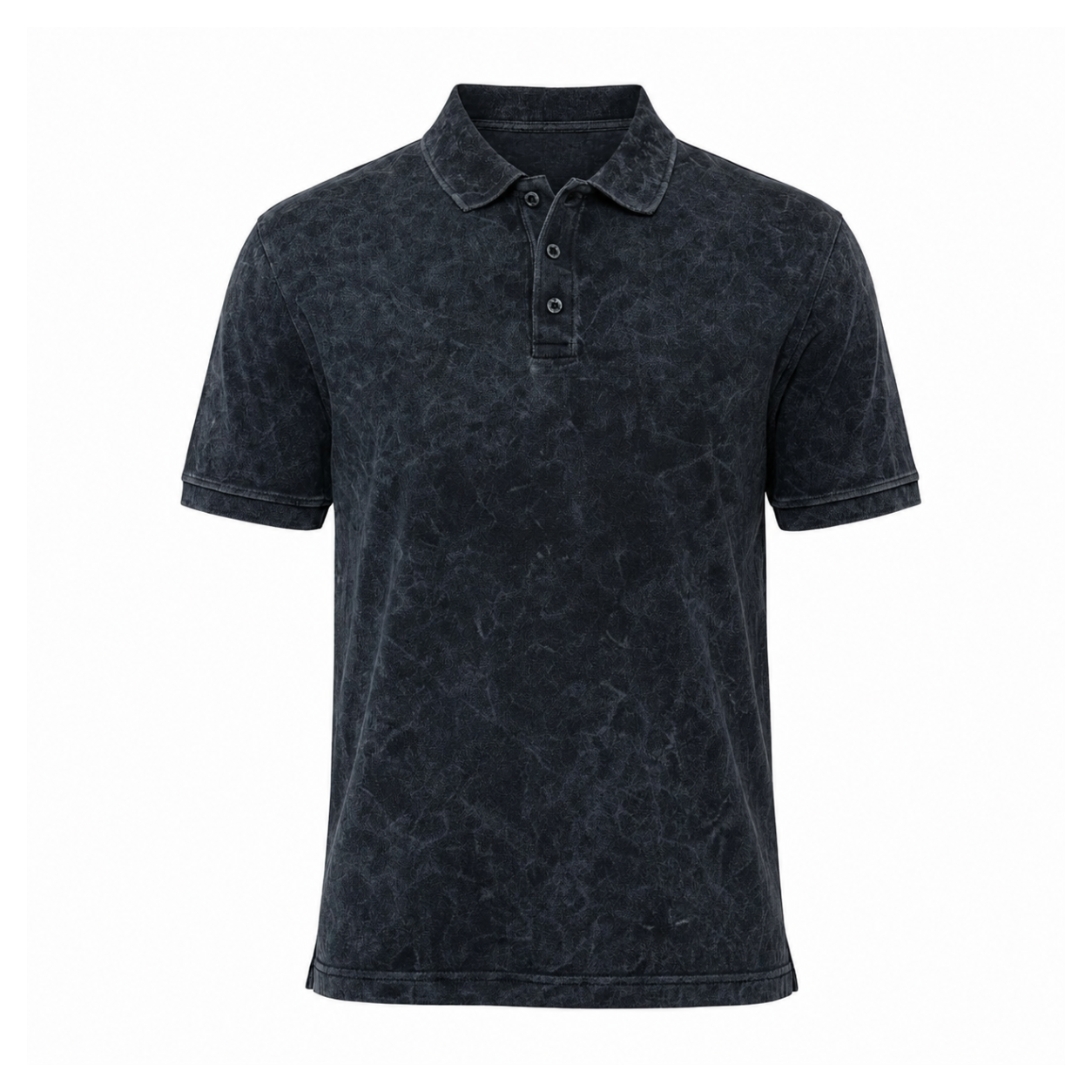 Eclipse Polo – Charcoal Black Acid Wash