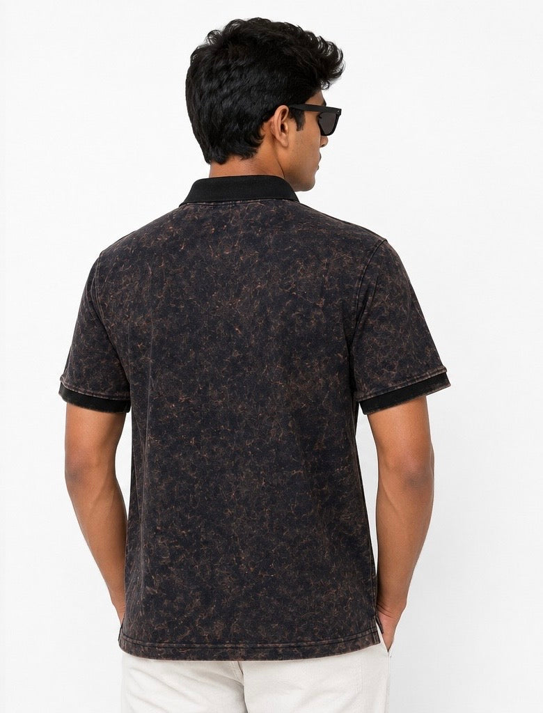 Avenster Obsidian Polo – Black Acid Wash
