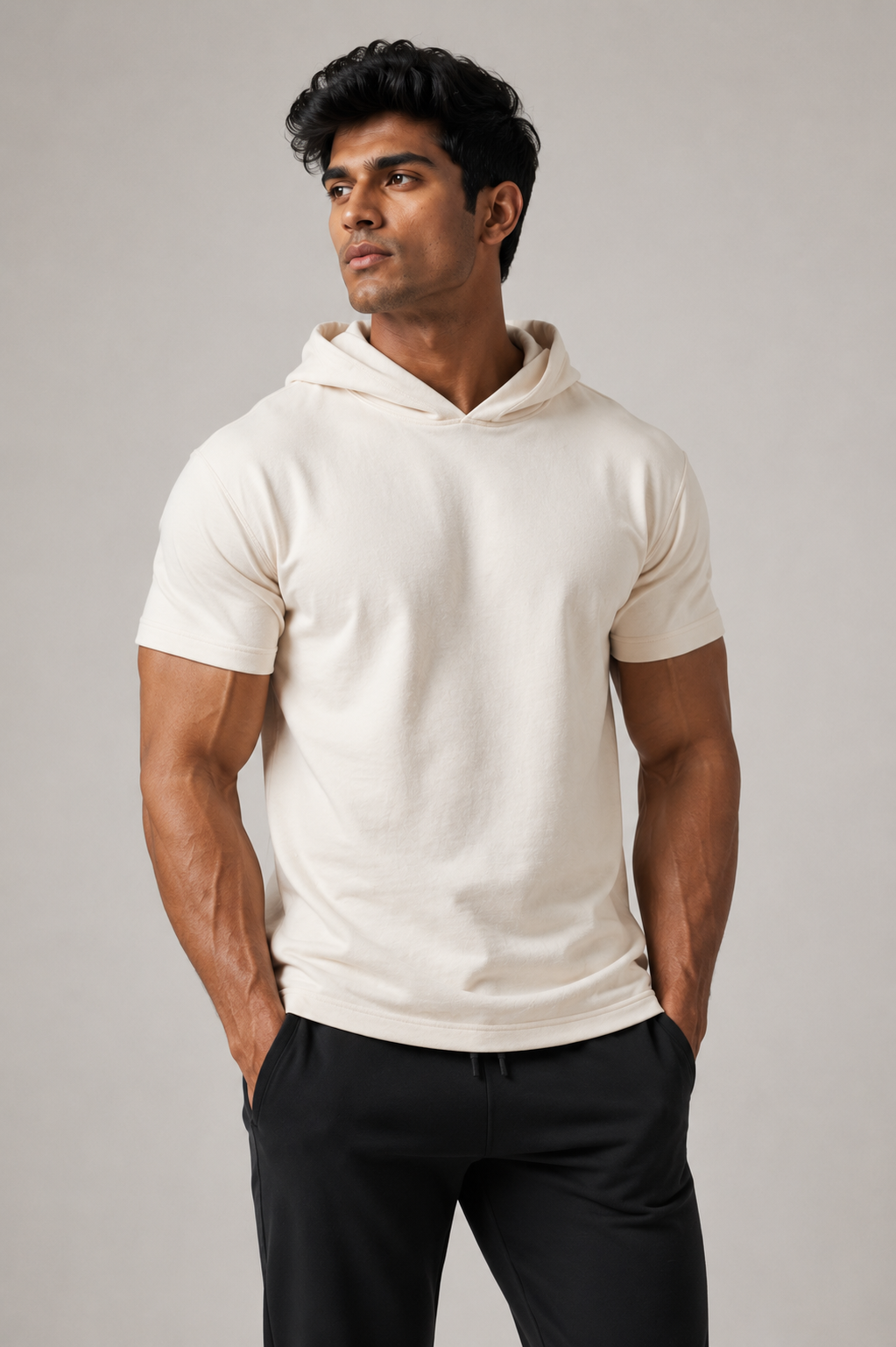 Ivory Luxe Heavyweight Half Sleeve Hoodie(SET OF 4 )