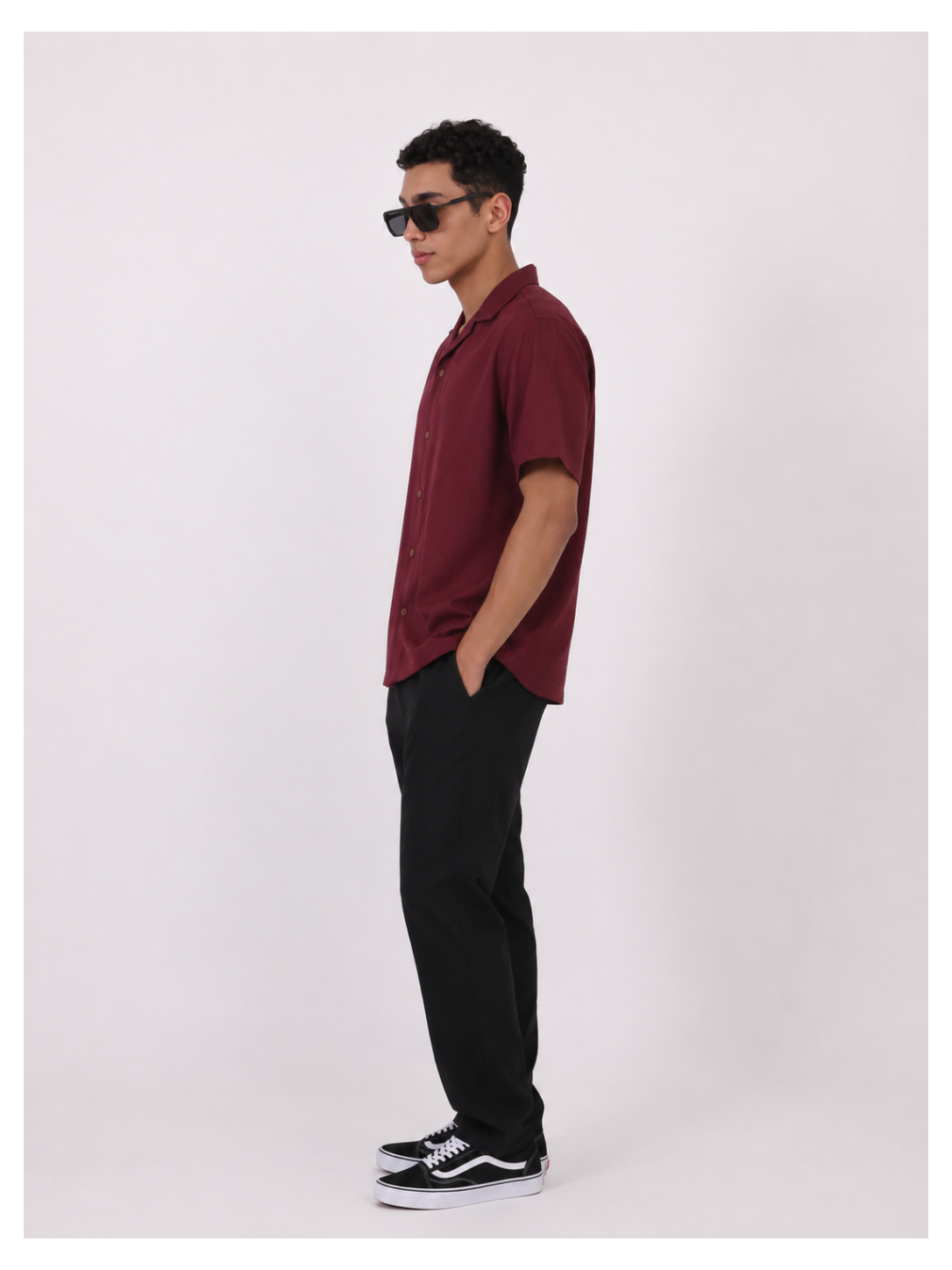 Men's Premium Heavyweight Cotton Cuban Collar Shirt – Burgundy Wine