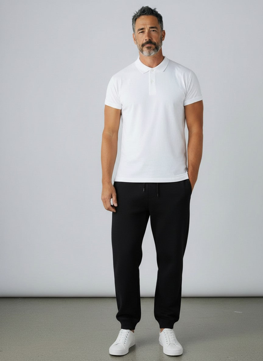 Classic White Solid Premium Cotton Polo T-Shirt – 220 GSM | Classic Fit