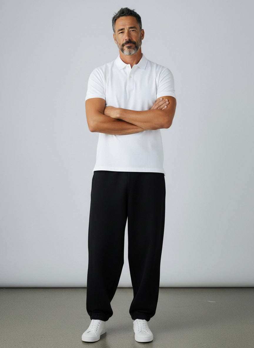 Classic White Solid Premium Cotton Polo T-Shirt – 220 GSM | Classic Fit