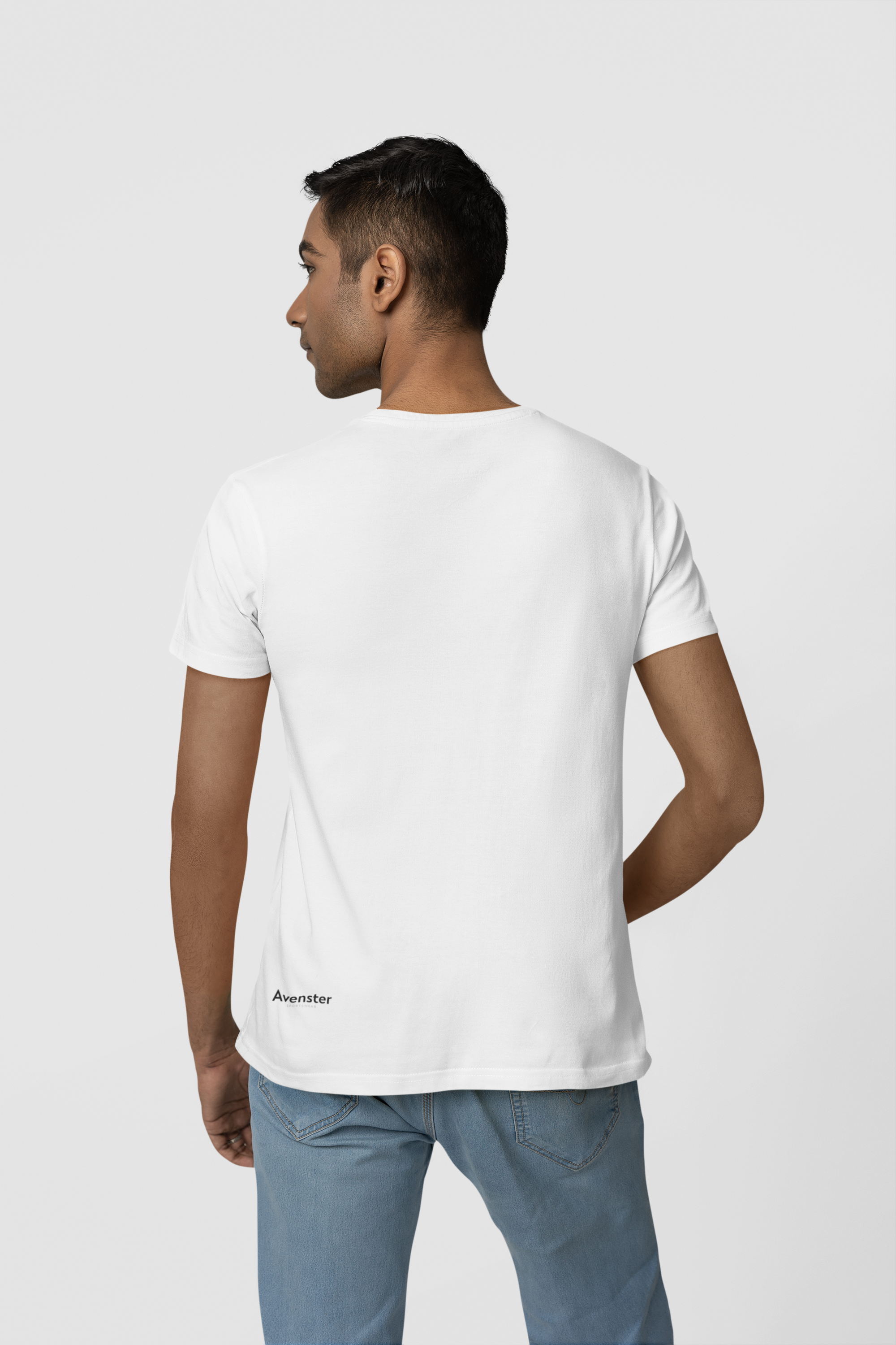 Avenster White Unisex Solid Cotton Crew Neck T-shirt (No Print or Logo)