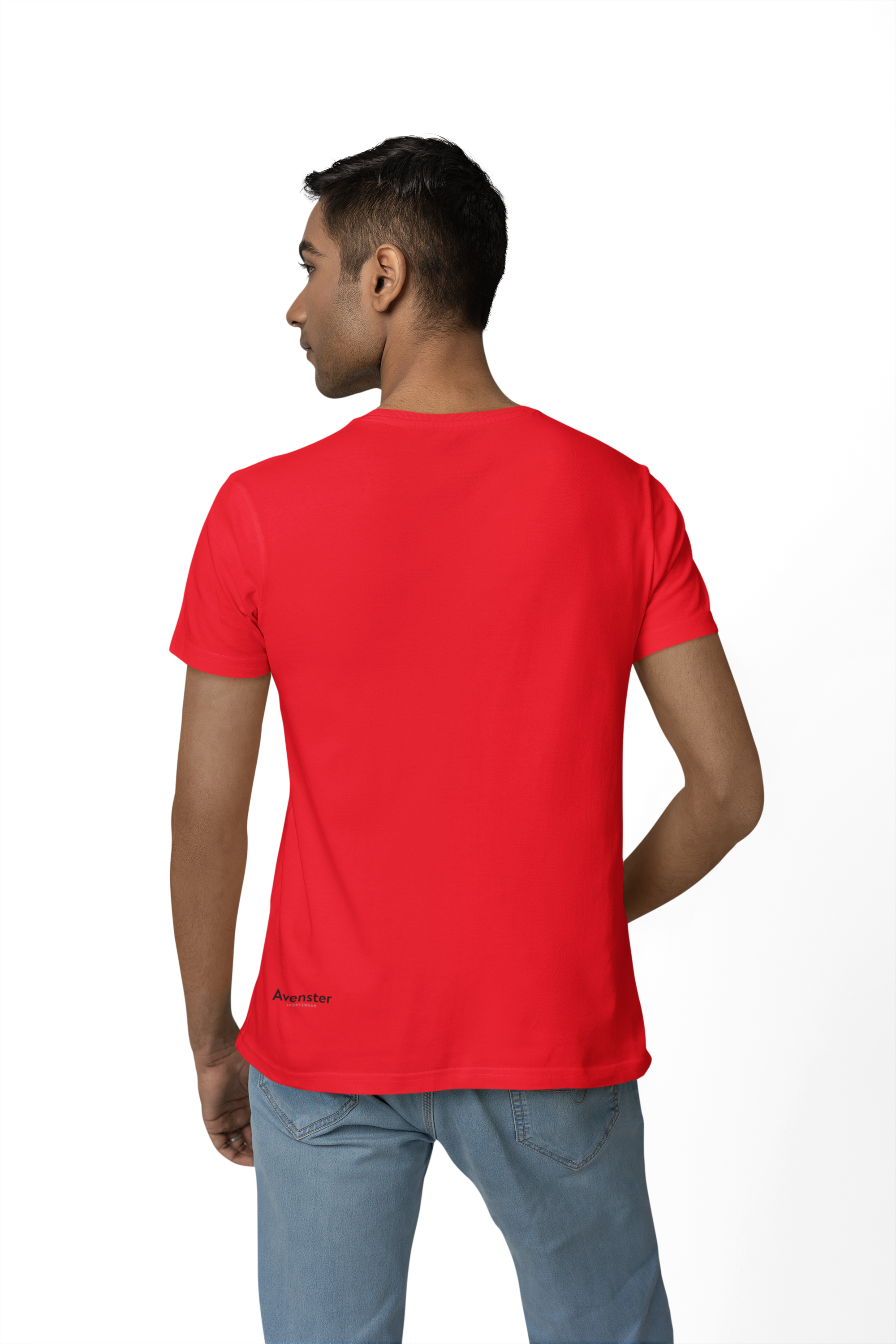 Avenster Red Unisex Solid Cotton Crew Neck T-shirt (No Print or Logo)