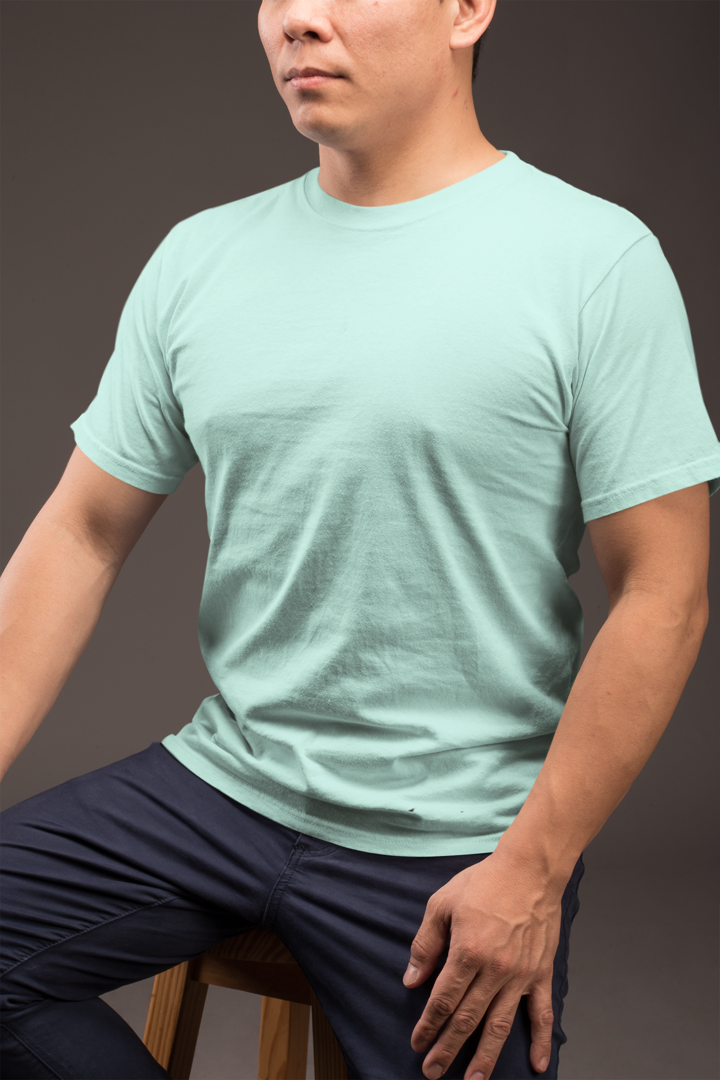 Avenster Ice Blue Unisex Solid Cotton Crew Neck T-shirt (No Print or Logo)