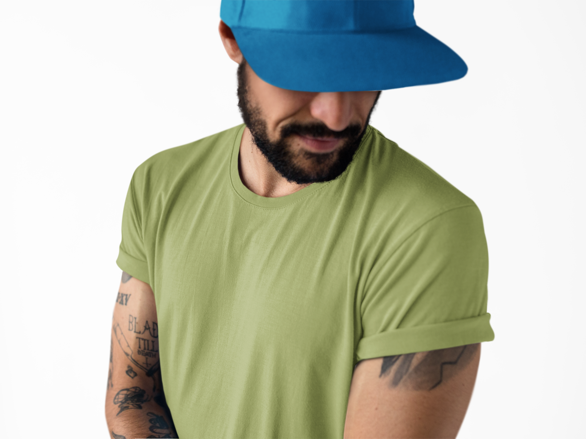 Avenster Light Olive Green Unisex Solid Cotton Crew Neck T-shirt (No Print or Logo)