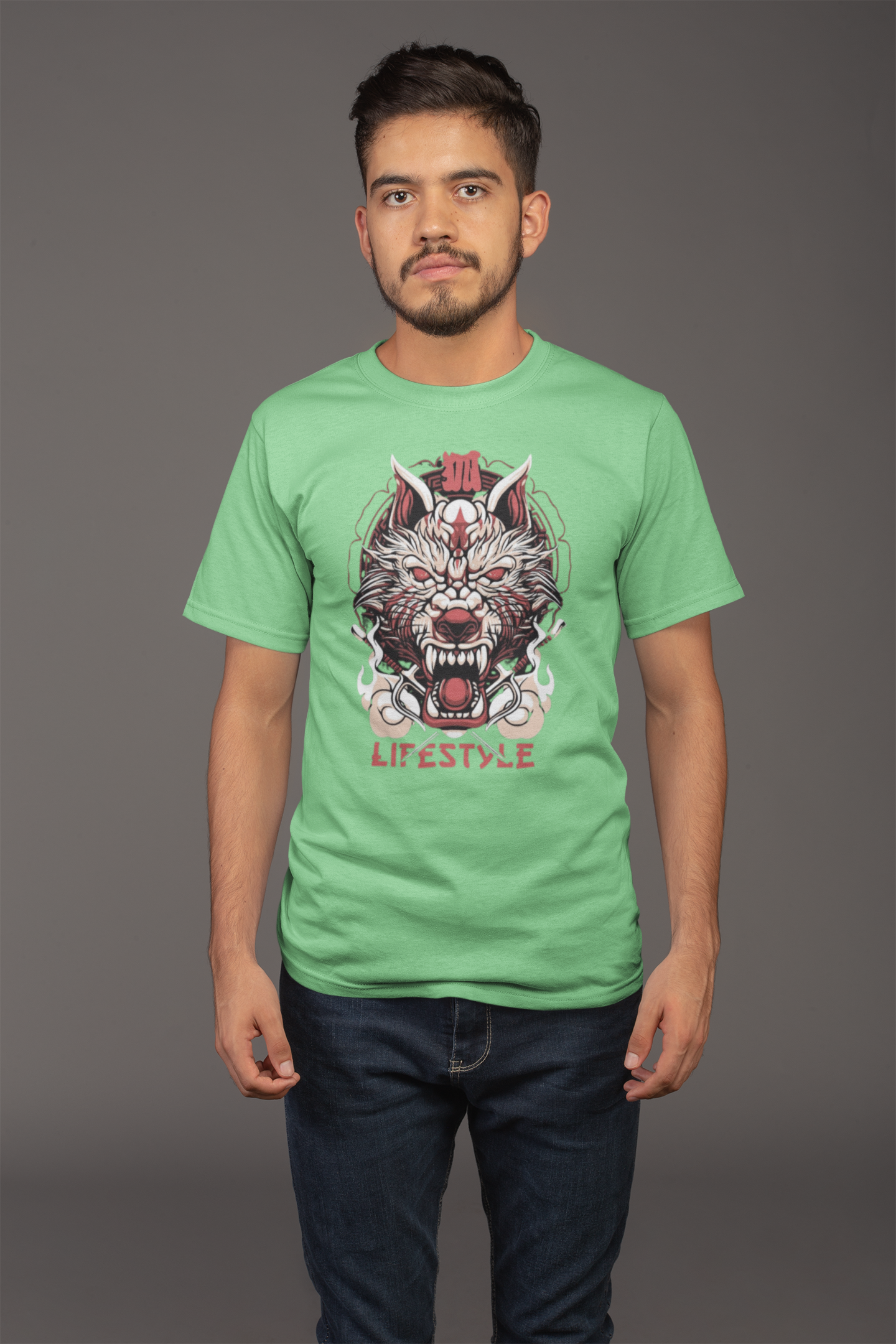 Avenster Green T-shirt with Dragon Print