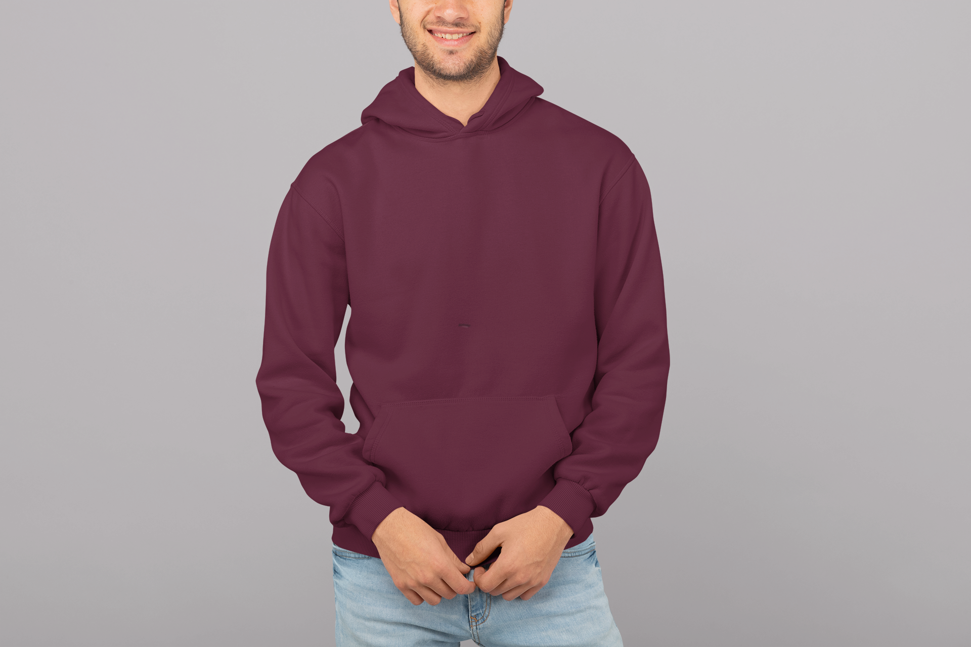 Avenster Cotton Maroon Solid Hoodie