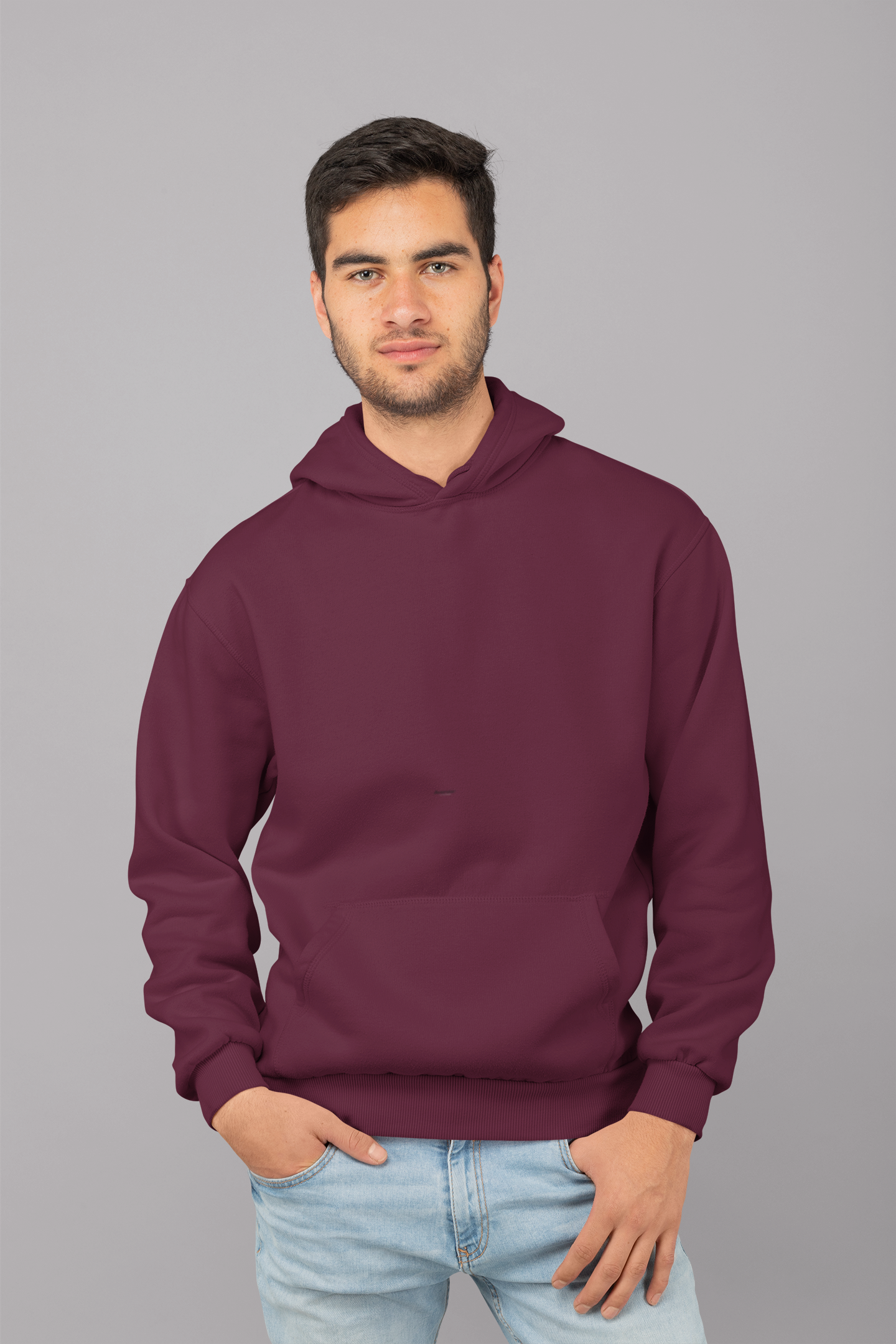 Avenster Cotton Maroon Solid Hoodie