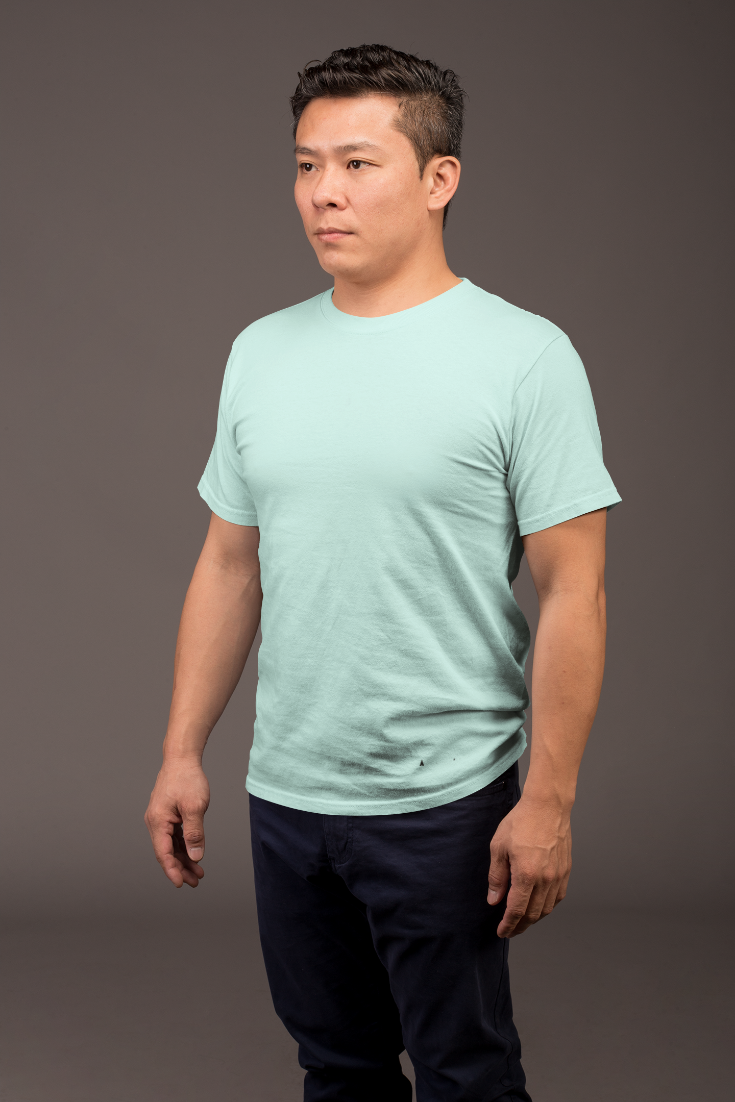 Avenster Ice Blue Unisex Solid Cotton Crew Neck T-shirt (No Print or Logo)