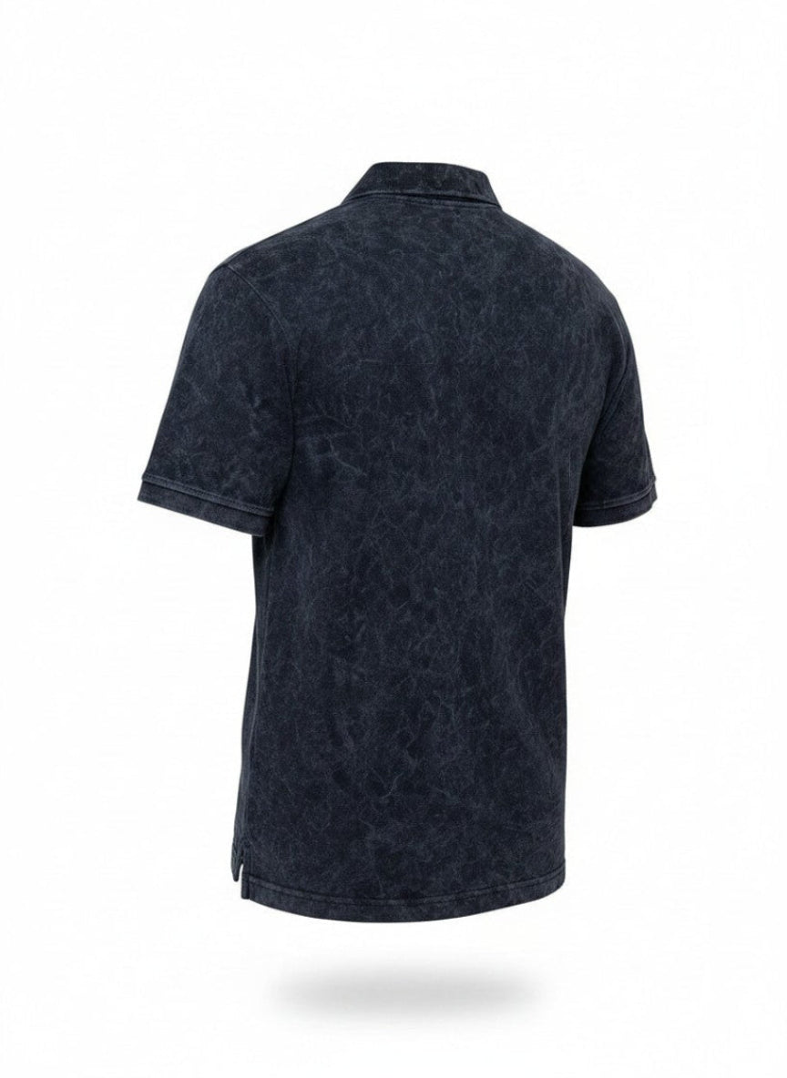 Eclipse Polo – Charcoal Black Acid Wash