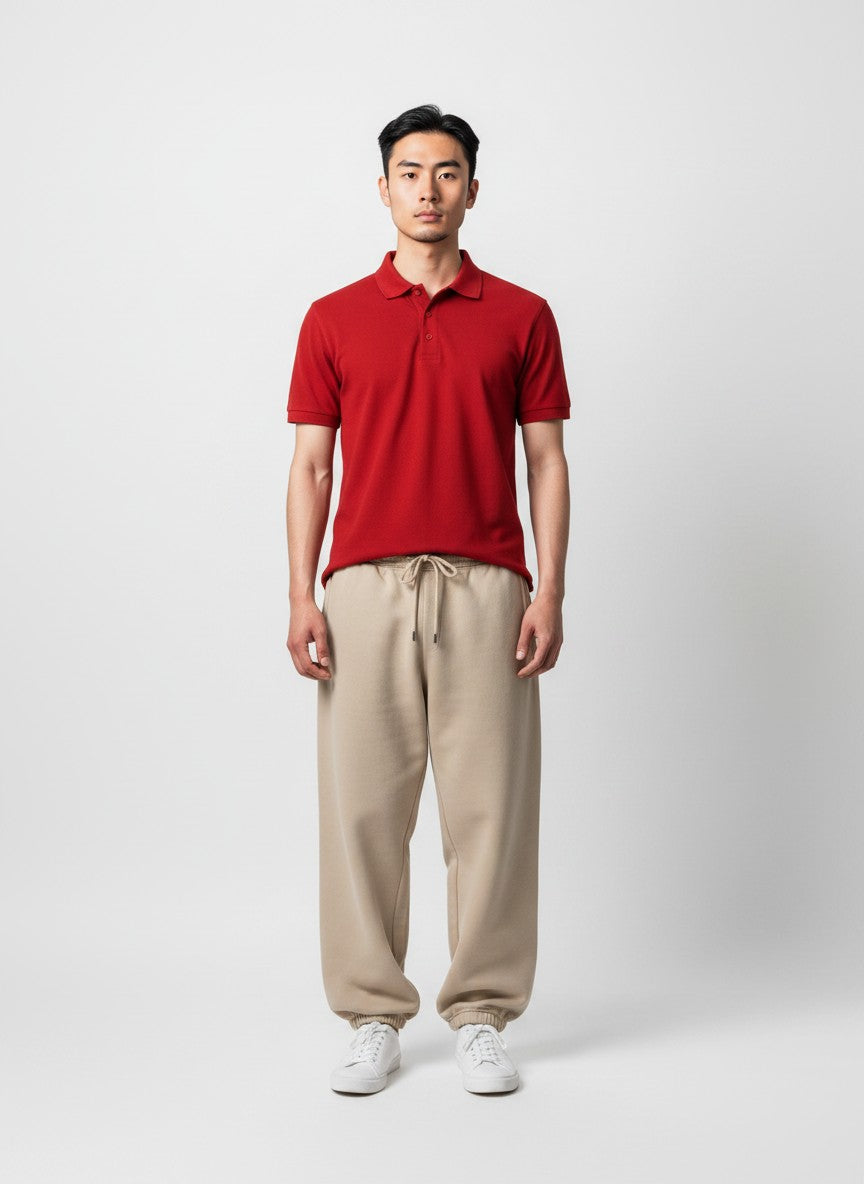 Classic Red Solid Premium Cotton Polo T-Shirt – 220 GSM | Classic Fit