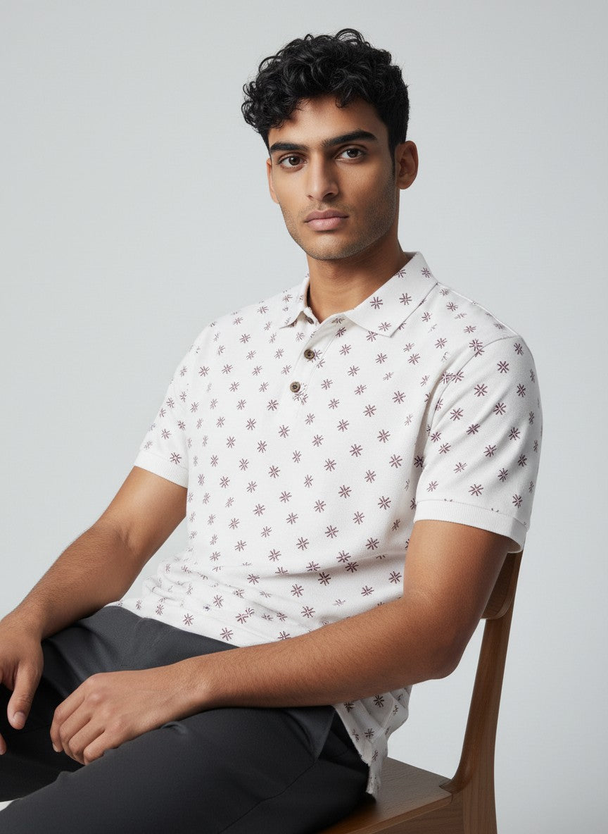 Ivory Bloom AOP Polo(SET OF 4)