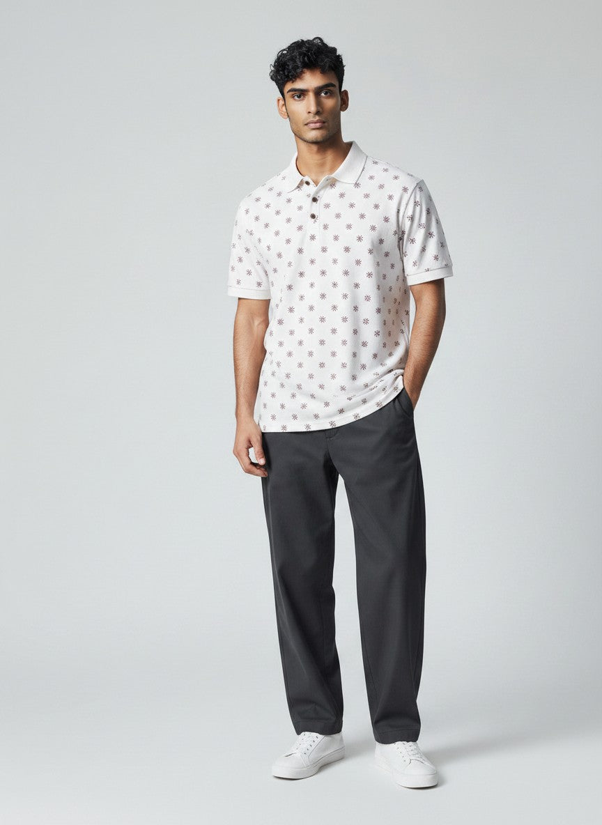 Ivory Bloom AOP Polo(SET OF 4)