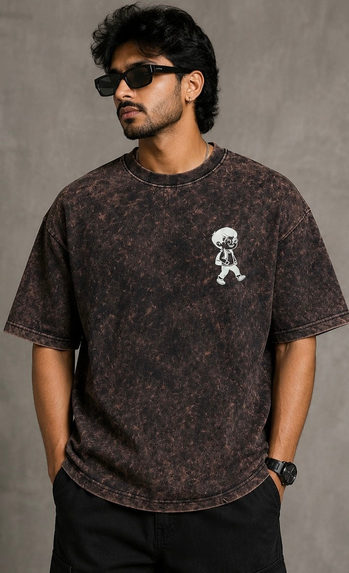 Mocha Fade Acid Wash Tee(SET OF 4)