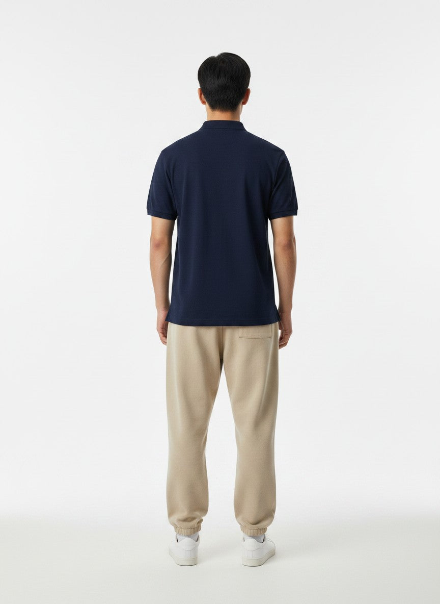 Navy Blue Solid Premium Cotton Polo T-Shirt – 220 GSM | Classic Fit