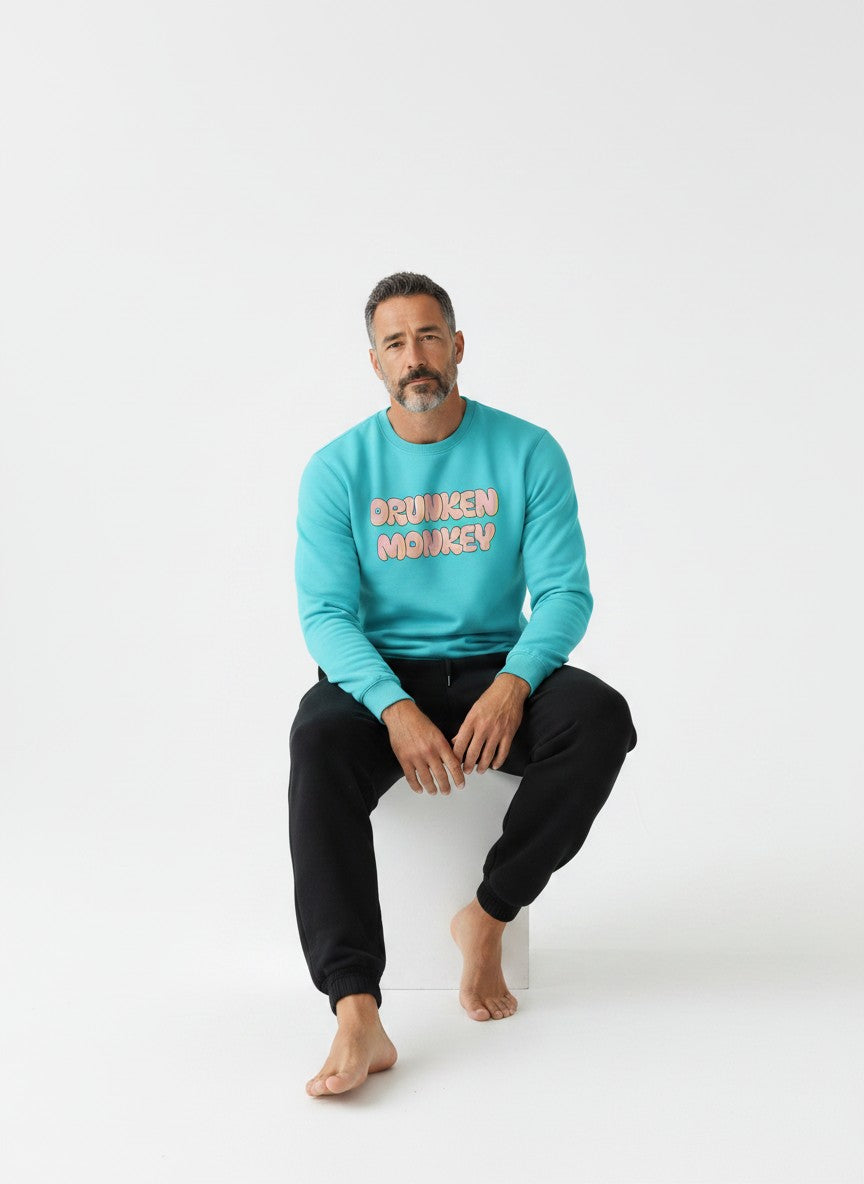 Aqua Drunken Monkey – 320 GSM Cotton Sweatshirt