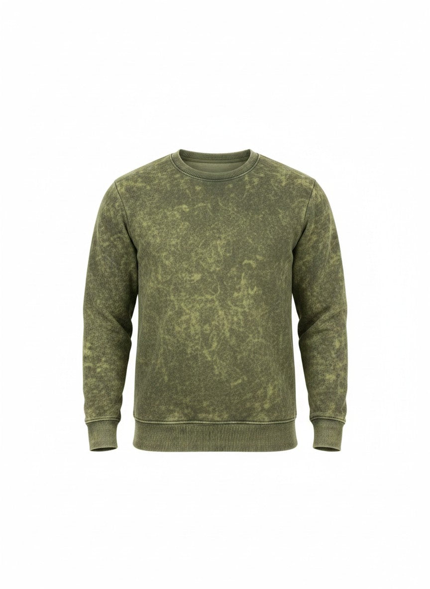Olive Acid Wash – 320 GSM Cotton Sweatshirt