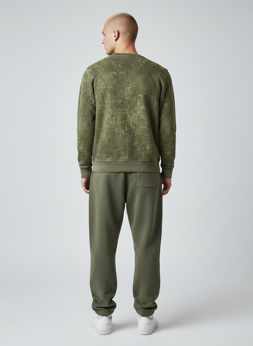 Olive Acid Wash – 320 GSM Cotton Sweatshirt
