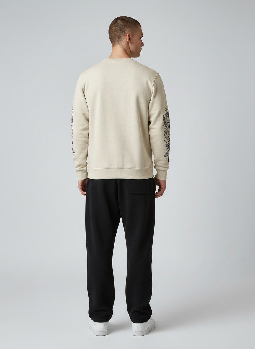 Ivory Tribal Warrior Graphic Sweatshirt